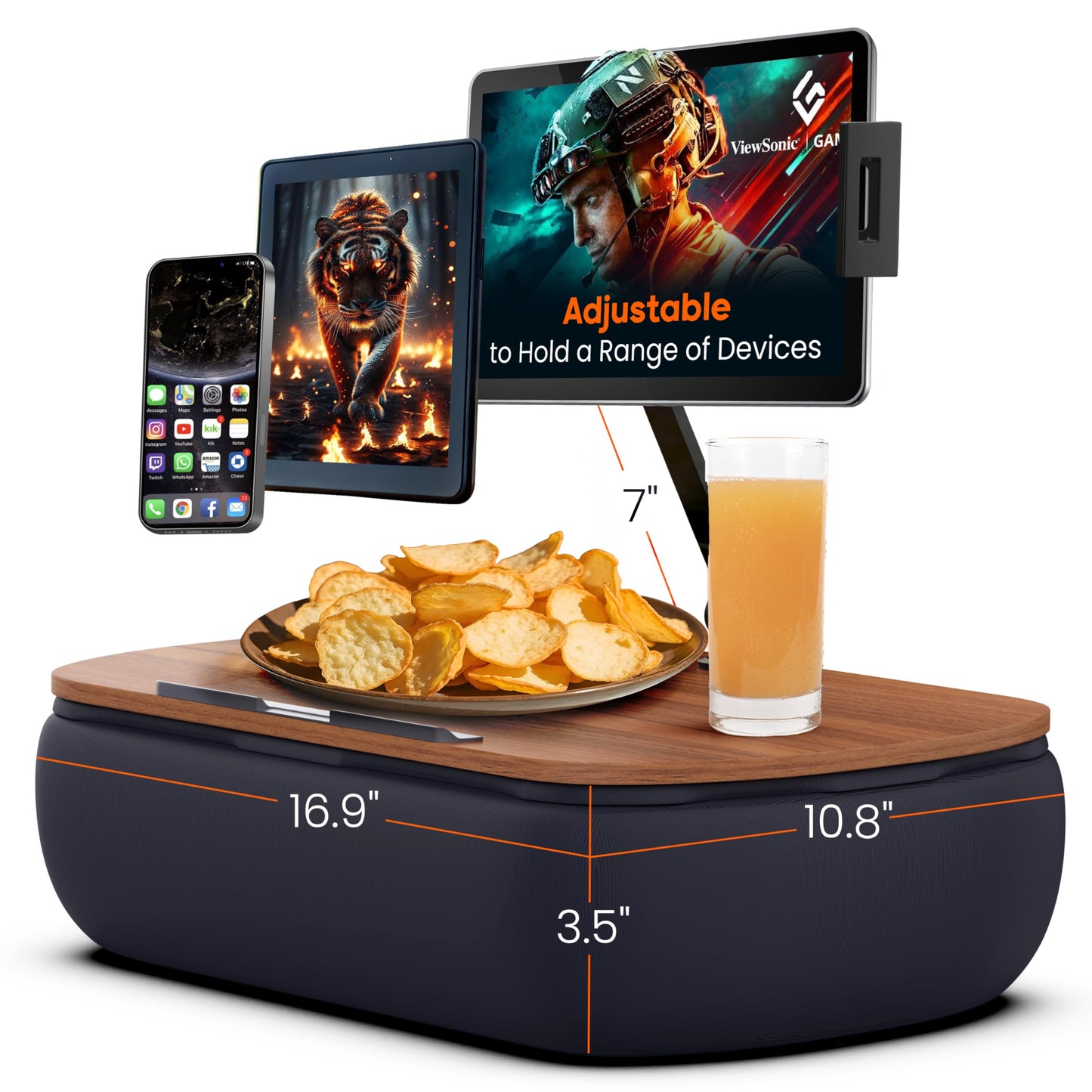 SHOPPINGALL Lap Desk Beanbag Adjustable Tablet Holder Cushion Pillow Stand Compatible with Kindle, Tablet or Smartphone Between 4.7"-13" inches Lap Desk for Bed - SA-LDT-Gray