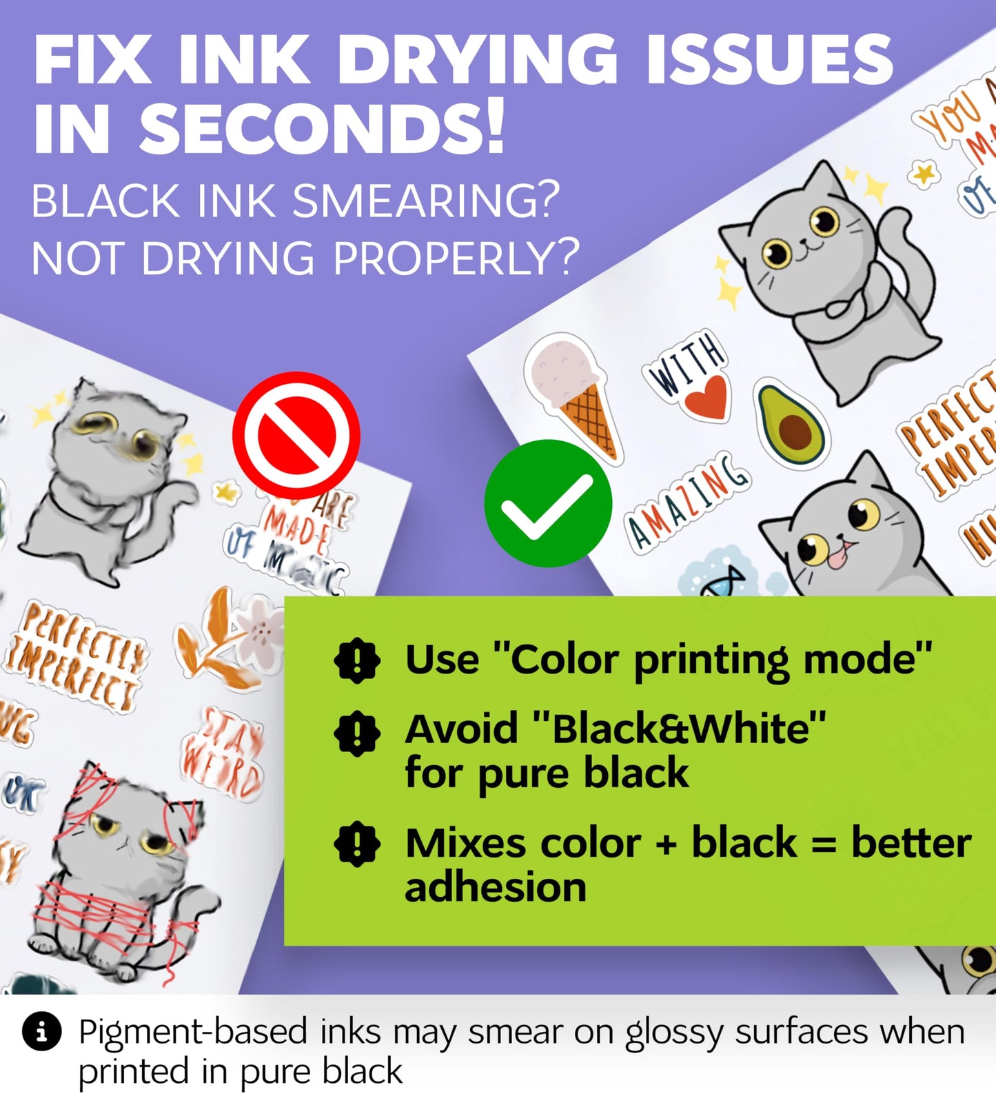 Premium Printable Vinyl Sticker Paper for Inkjet Printer and Laser - 50 White Glossy Sticker Paper Waterproof - Durability Adhesive Paper 8.5 x 11, Fast Dry, Holds Ink Well, Great for Cutting Machines