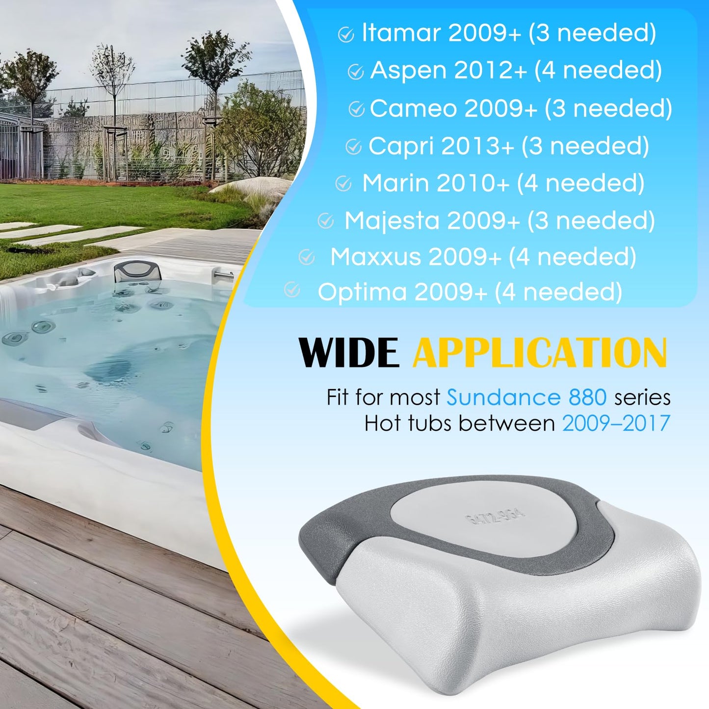 6472-964 Spas Replacement Pillow for Sundance 880 Series Spas 2009 to 2017 (2-Pack)