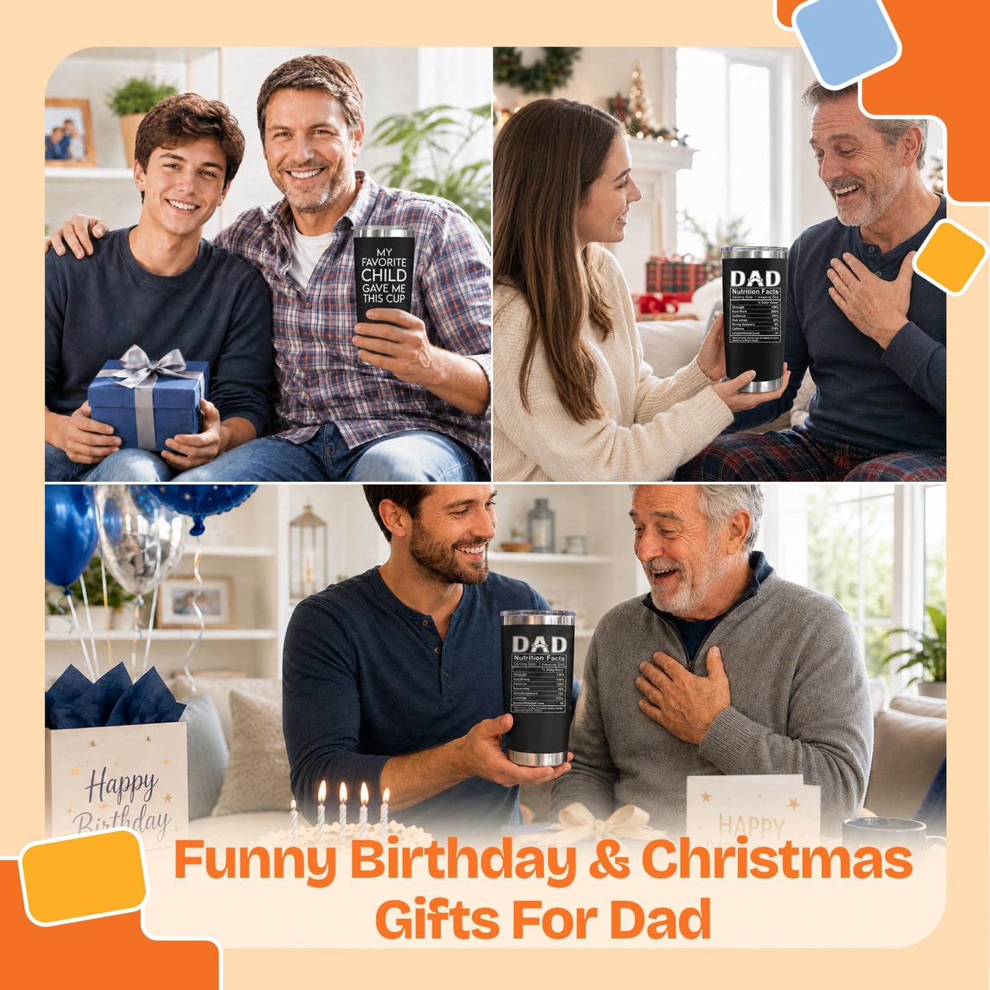 NewEleven Fathers Day Gift for Dad - Birthday Gift for Dad from Kids - Gifts for Husband - Birthday Present Ideas for Father from Daughter, Son - 20 Oz Tumbler