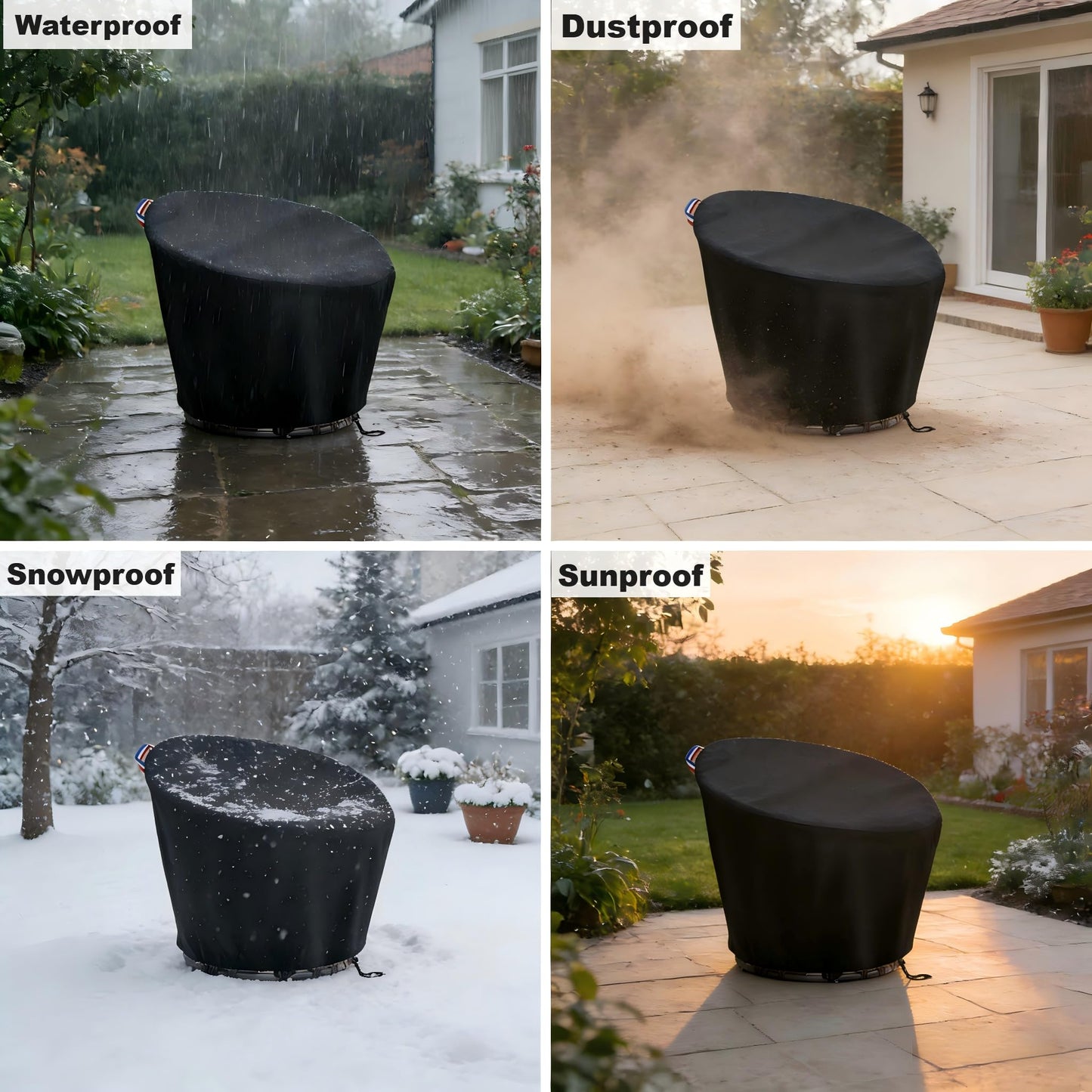 Agustone Papasan Chair Cover, Waterproof Cover for 47in Outdoor Patio Wicker Papasan Chair Cover Heavy Duty Cover