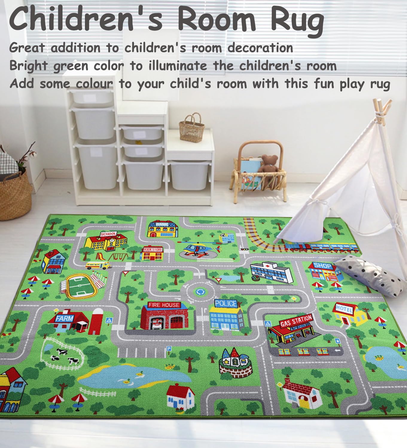 Capslpad Kids Carpet Playmat Rug,Extra Large City Life Carpet 6.6x5.0 ft Learning Educational Car Rug Play Game Carpets for Children Baby Boy Girl Bedroom Playroom