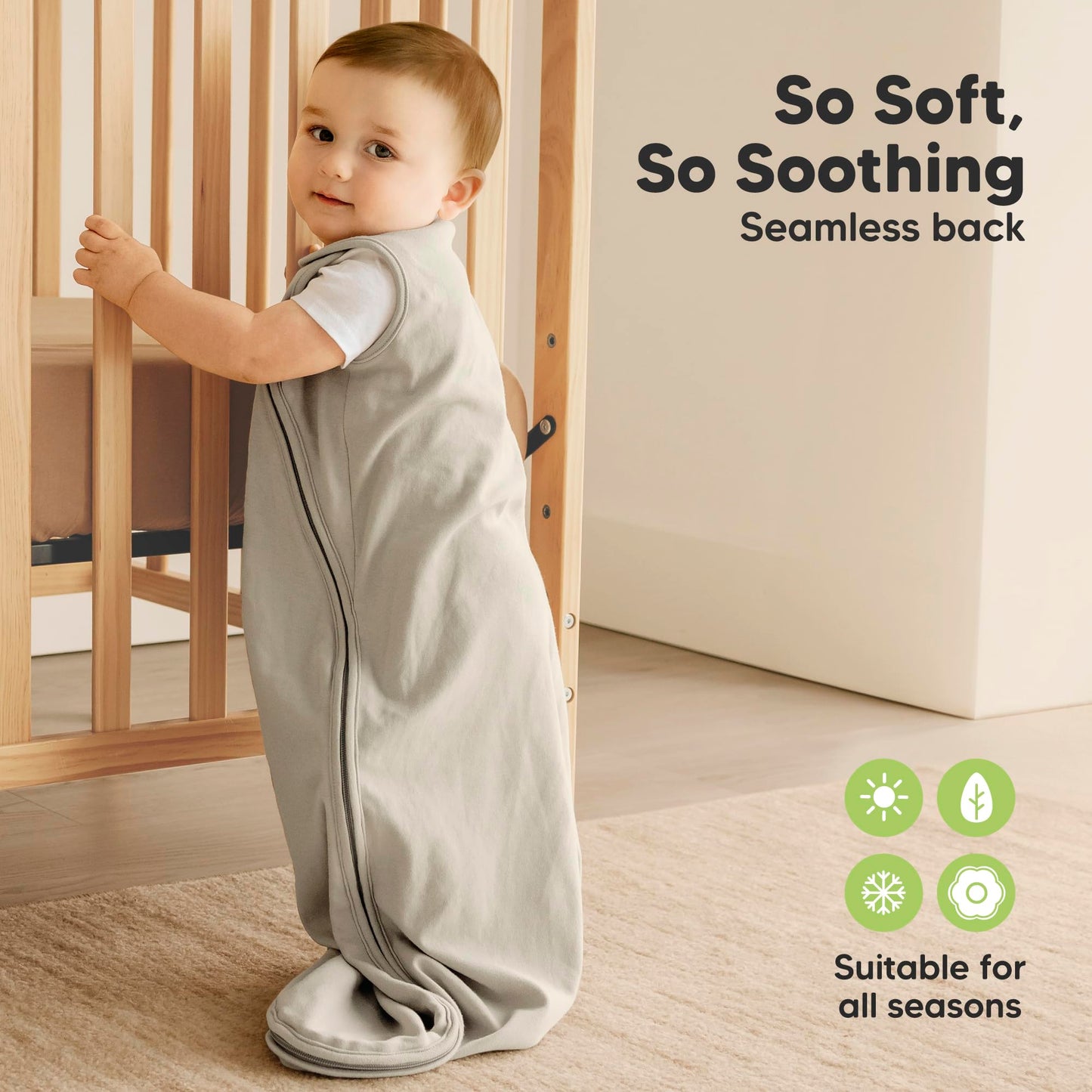 2-Pack Organic Baby Sleep Sacks, 100% Cotton - Soft & Breathable 0.5TOG Baby Wearable Blanket, Toddler Sleeping Sack 6-18 months, Easy to Wear Transitional Swaddles for Newborns, Infants (Nordic, M)
