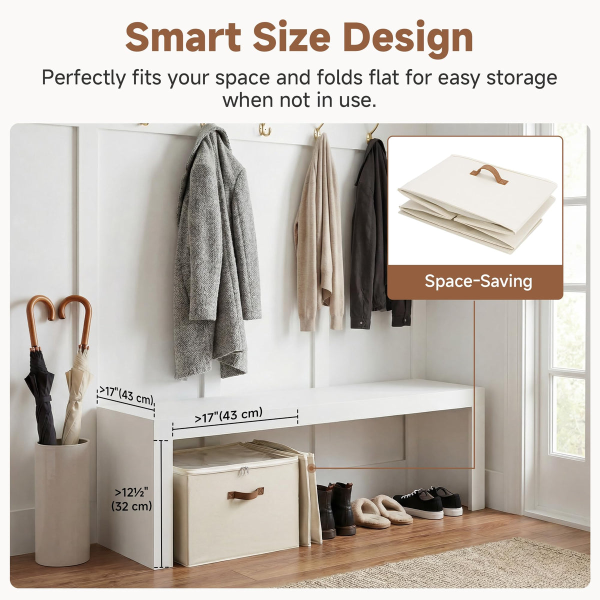 StorageWorks Collapsible Shoe Organizer for Closet, Shoe Box for Cabinet, Fits up to 16 Pairs, Shoe Cubby Storage Container with Adjustable Dividers and Clear Cover, Rangement Chaussures, Beige