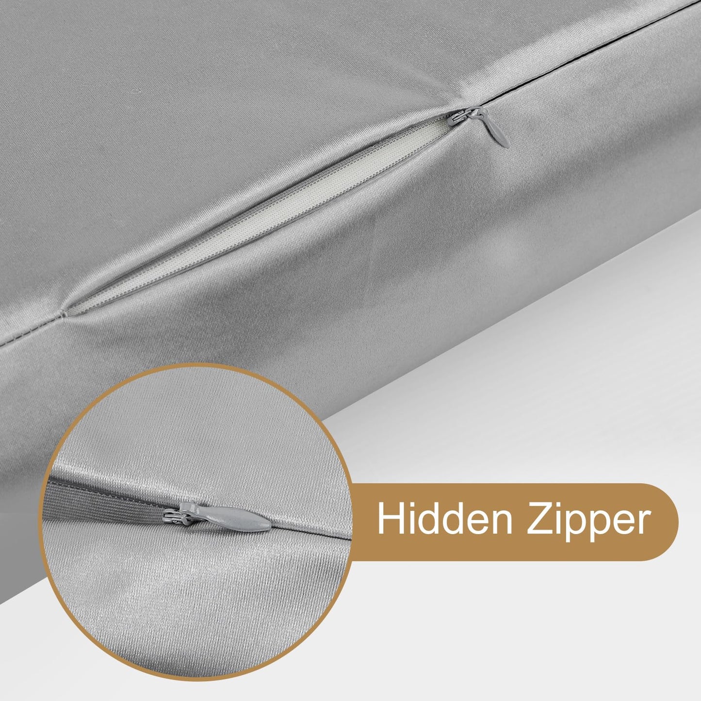 Satin Pillow Cases for HOMCA Cervical Pillow - Contoured Ergonomic Satin Pillowcase with Zipper, Dark Grey Soft & Smooth Fabric for Hair & Skin Care