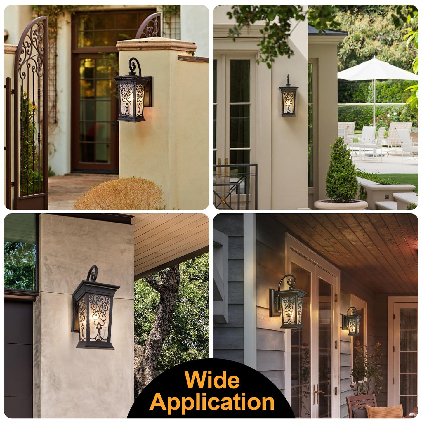 ALVIME Outdoor Wall Lights Fixture, 14" H Exterior Patio Wall Lanterns, Waterproof Porch Sconce, Outside Lights for Entryway, House, Front Door, Backyard, Garage, E26 Base&Clear Seeded Glass