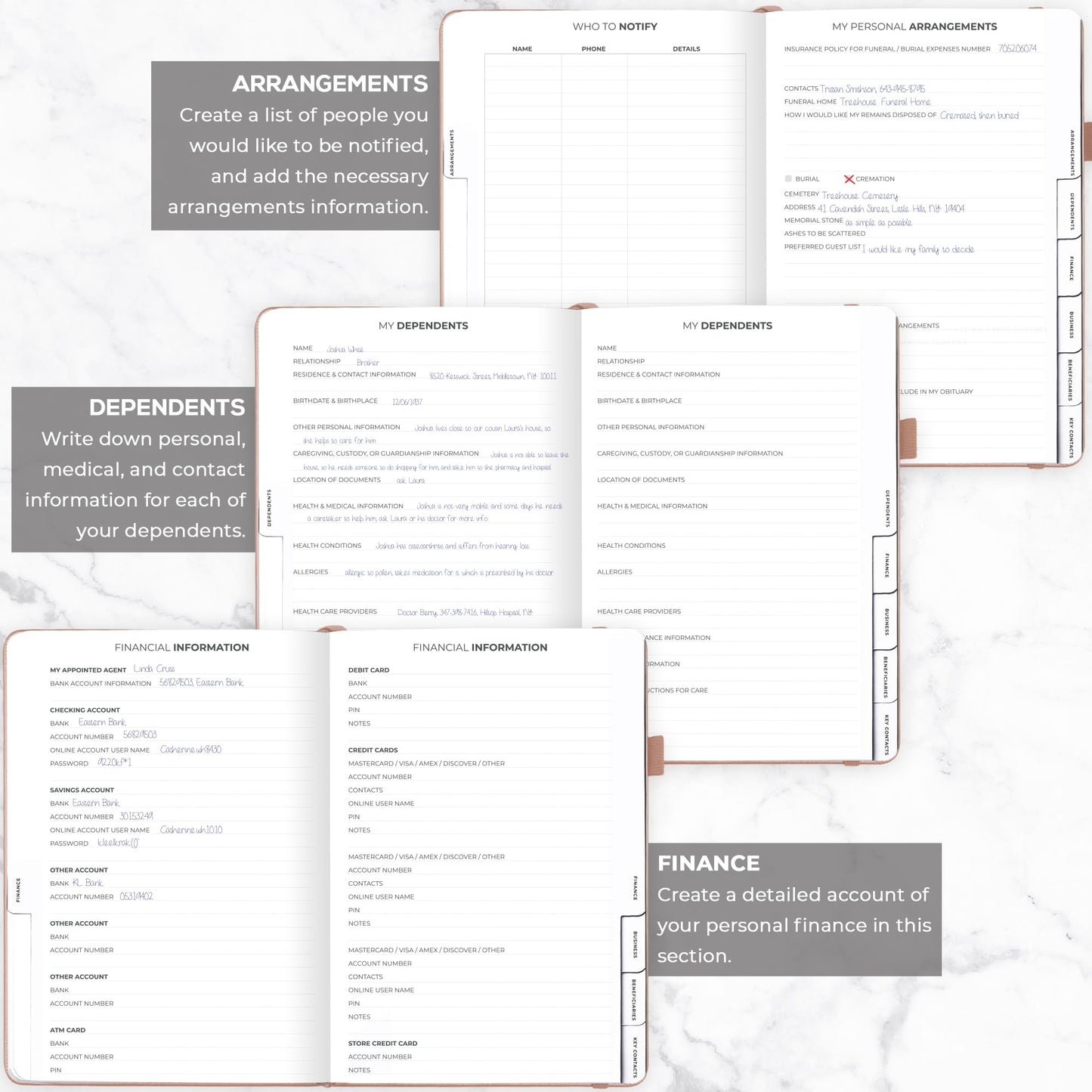 Clever Fox Large End of Life Planner – Guided Final Arrangements Organizer Notebook for Instructions, Beneficiary Info, Will Preparation, Last Wishes & Funeral Planning – 8.5" x 11" (Rose Gold)