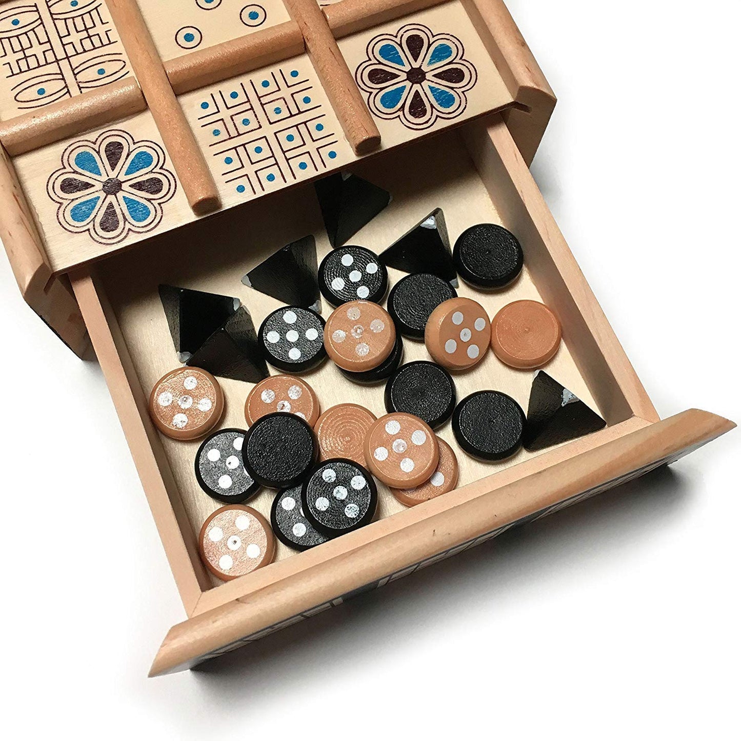 WE Games Royal Game of UR - Ancient Strategy Two-Player Board Game with 13.5” x 5.5” Wood Board & Storage Drawers, Ideal for History Enthusiasts