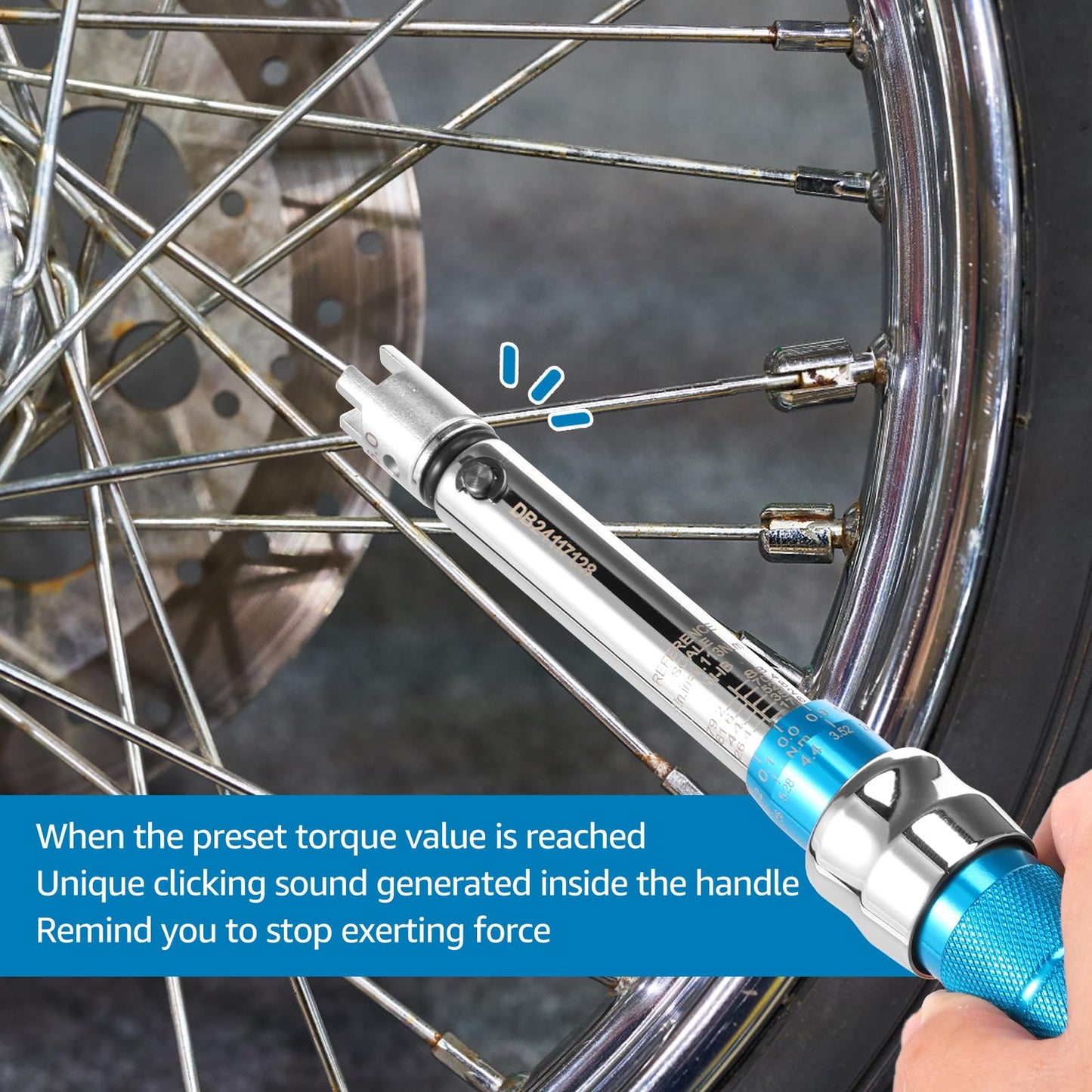 CQDAXUMY Motorcycle Spoke Torque Wrench, 2-10NM Spoke Torque Wrench with 5 Interchangeable Heads,Ideal for Bike and Motorcycle Wheel Maintenance and Adjustments