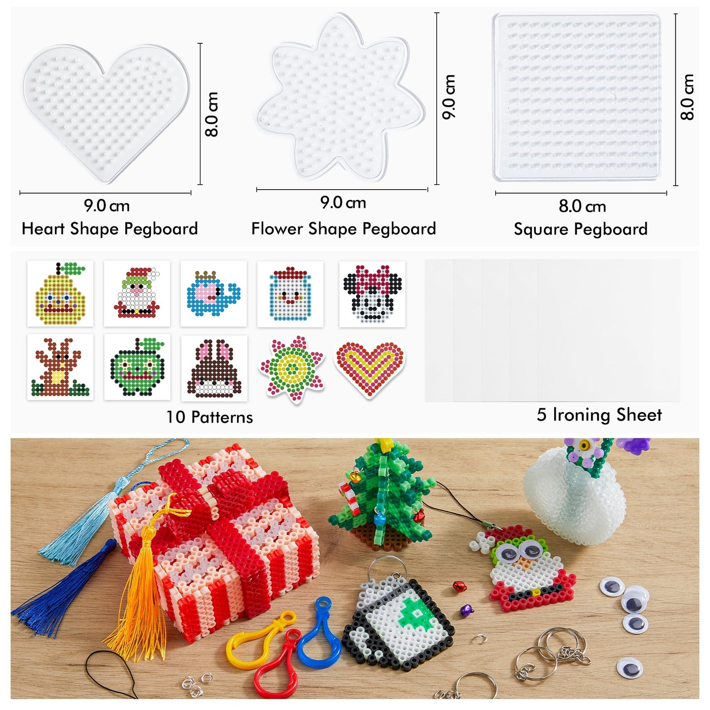 30,000 Fuse Beads Kit-30 Individual Packs of Iron Beads Set with 3 Pegboards, 5 Ironing Paper, 10 Patterns, Gifts for Birthday Christmas, Multicolor 5mm Melty Beads Bulk Refill Kit