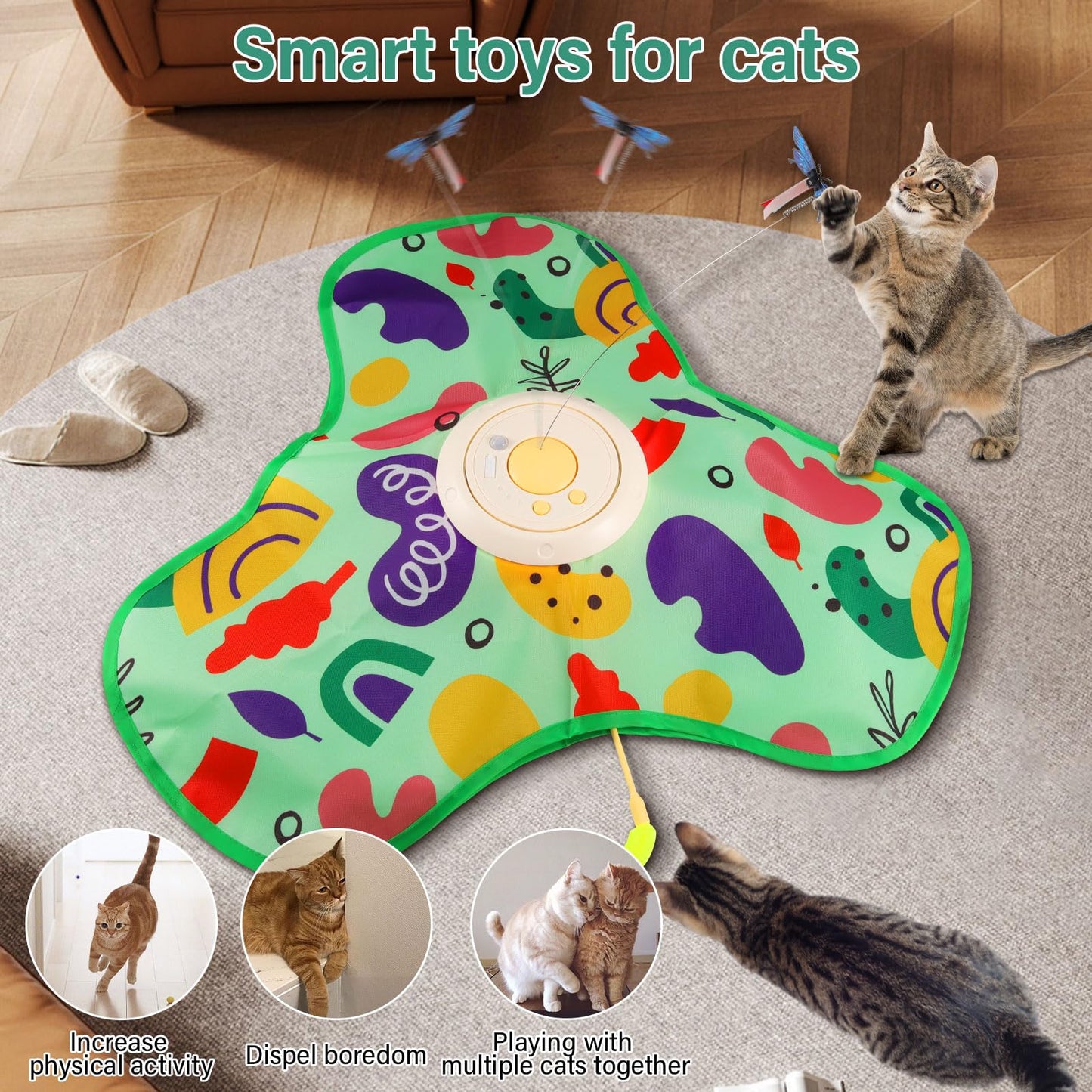 Interactive Cat Toy Hide and Seek Cat Toy USB Rechargeable，Cat Toy Hunting Cover, Intelligent Electric pet Game Cover Cat Exercise Toys for Indoor Bored Adult Cats