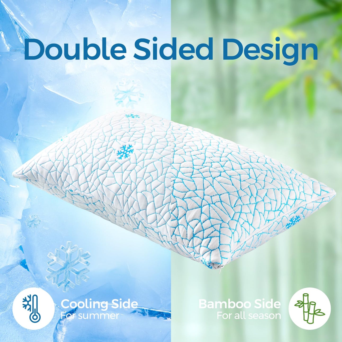 COSYTREE Pillows Queen Size 2 Pack Shredded Memory Foam, Adjustable Height Side Sleepers Pillow with Washable Cover for Back and Stomach Sleepers (Queen（2 Pack）)