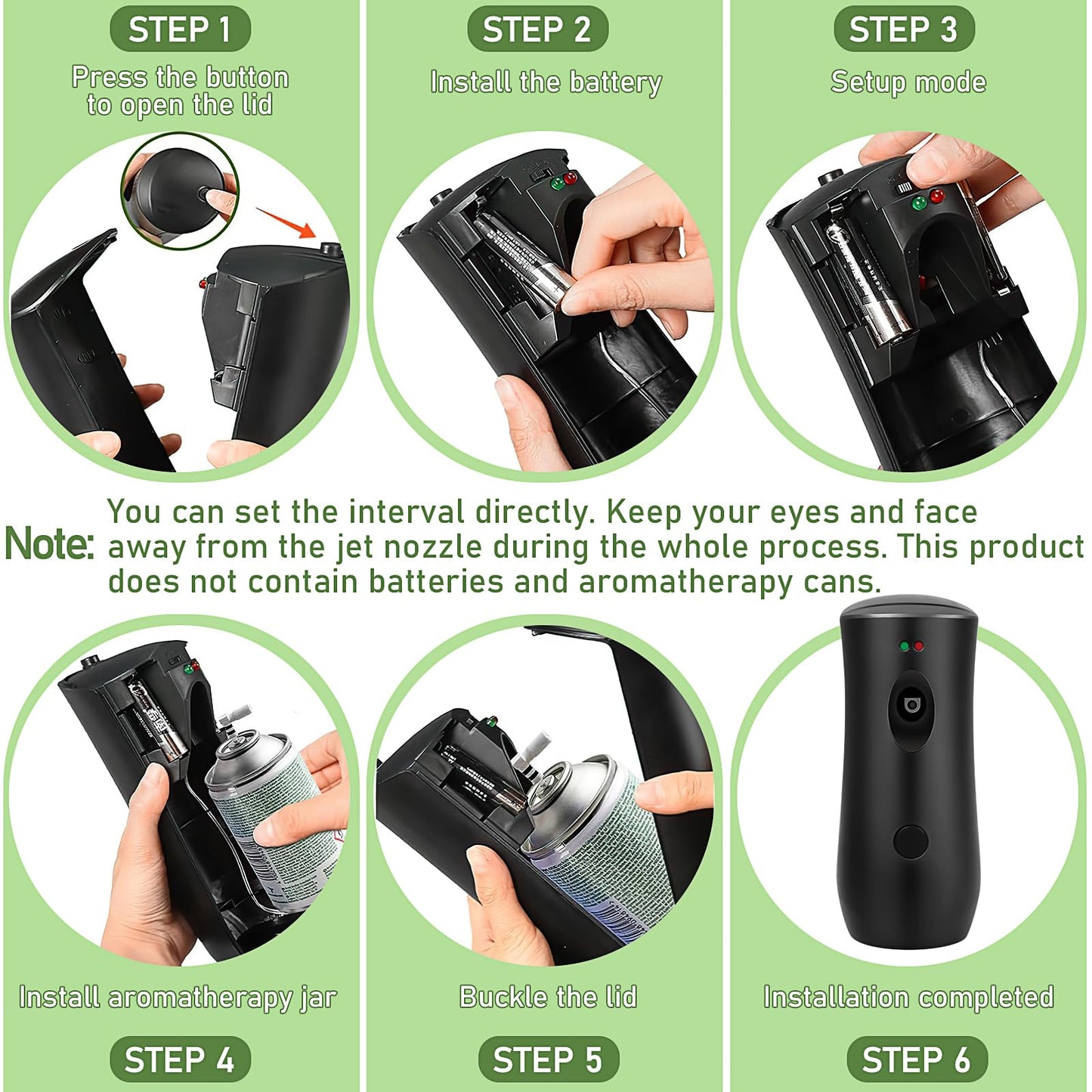6 Pack Automatic Air Freshener Spray for Home, Fragrance Dispenser Wall Mounted or Free Standing Adjustable Aroma Machines Multiple Time Scent Sprayer for Bedrooms, Offices and Commercial Places