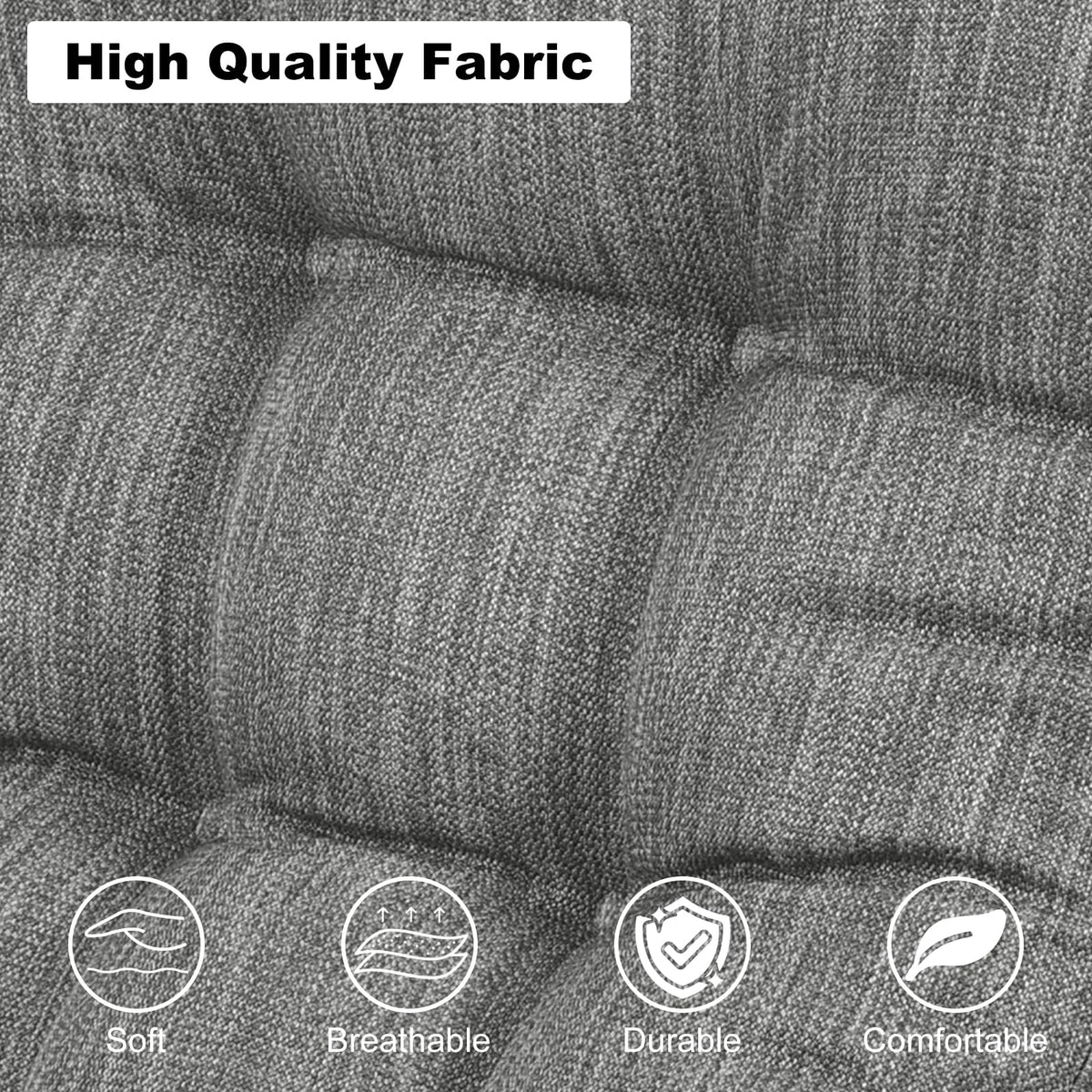 HAVARGO Large Rocking Chair Cushion Dual-Layer Memory Foam and High-Density Foam Support Tufted Non-Slip Rocking Chair Cushions for Indoor (Gray, 1 Set)