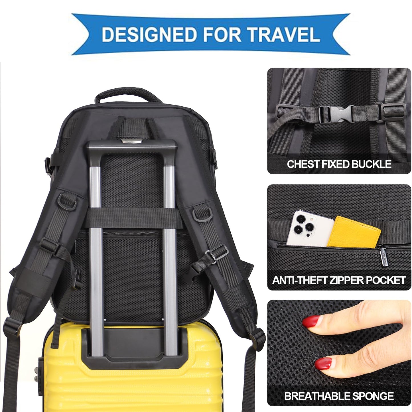 Aklsvion Travel Laptop Backpack Durable Laptops Backpack for Women & Men 30L Business Anti Theft Fits 15.6 Inch Computer Durable Water-Resistant Pack Multiple Organizational Compartments