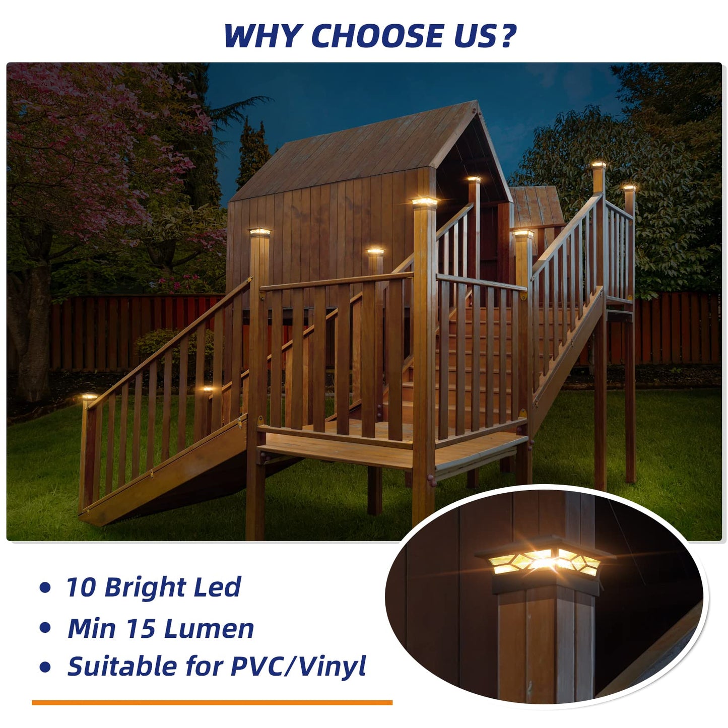 APONUO Solar Post Cap Lights Outdoor, Solar Post Lights 2 Lighting Modes Outdoor LED Light, Solar Fence Post Lights for Fence Deck Caps 4x4 6x6 Wood, 4x4 5x5 Vinyl, Black 6 Pack