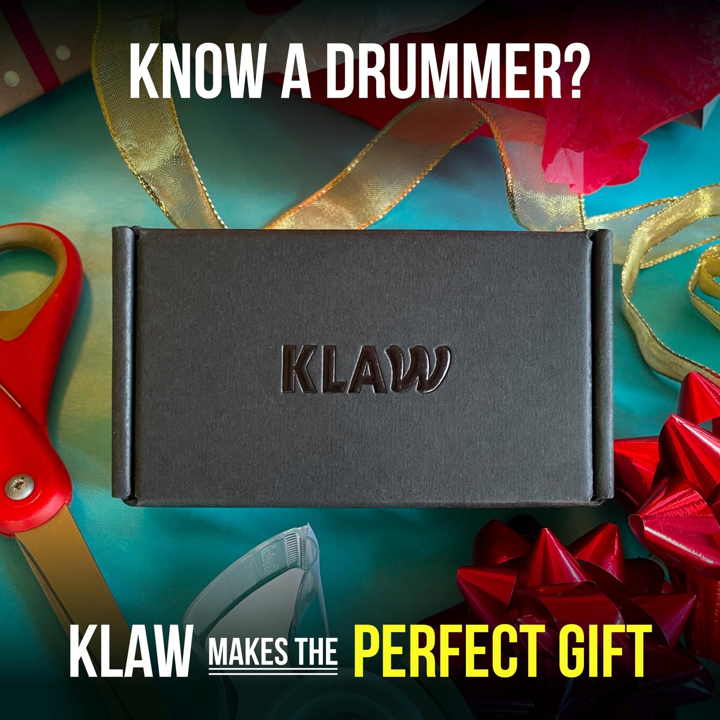 KLAW Bass Drum Rug Anchor - Completely Stops Drum Creep | Works on Every Drum Mat, Drum Rug & Carpet | Pocket Drum Accessories For Kick Drums | Gift Ready Drum Set Brake Accessory (Black, Regular)