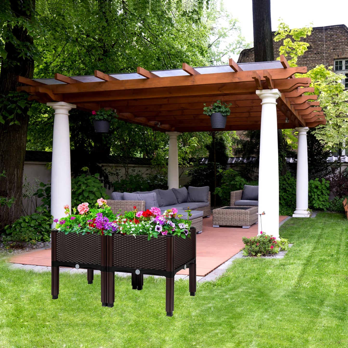 Raised Garden Bed with Legs 16.5" H Elevated Planter Box, Plastic Raised Beds for Gardening Vegetables Herb Flower Plants, Perfect for Indoor Outdoor Planting, 31" L x 15.7" W x 16.5" H