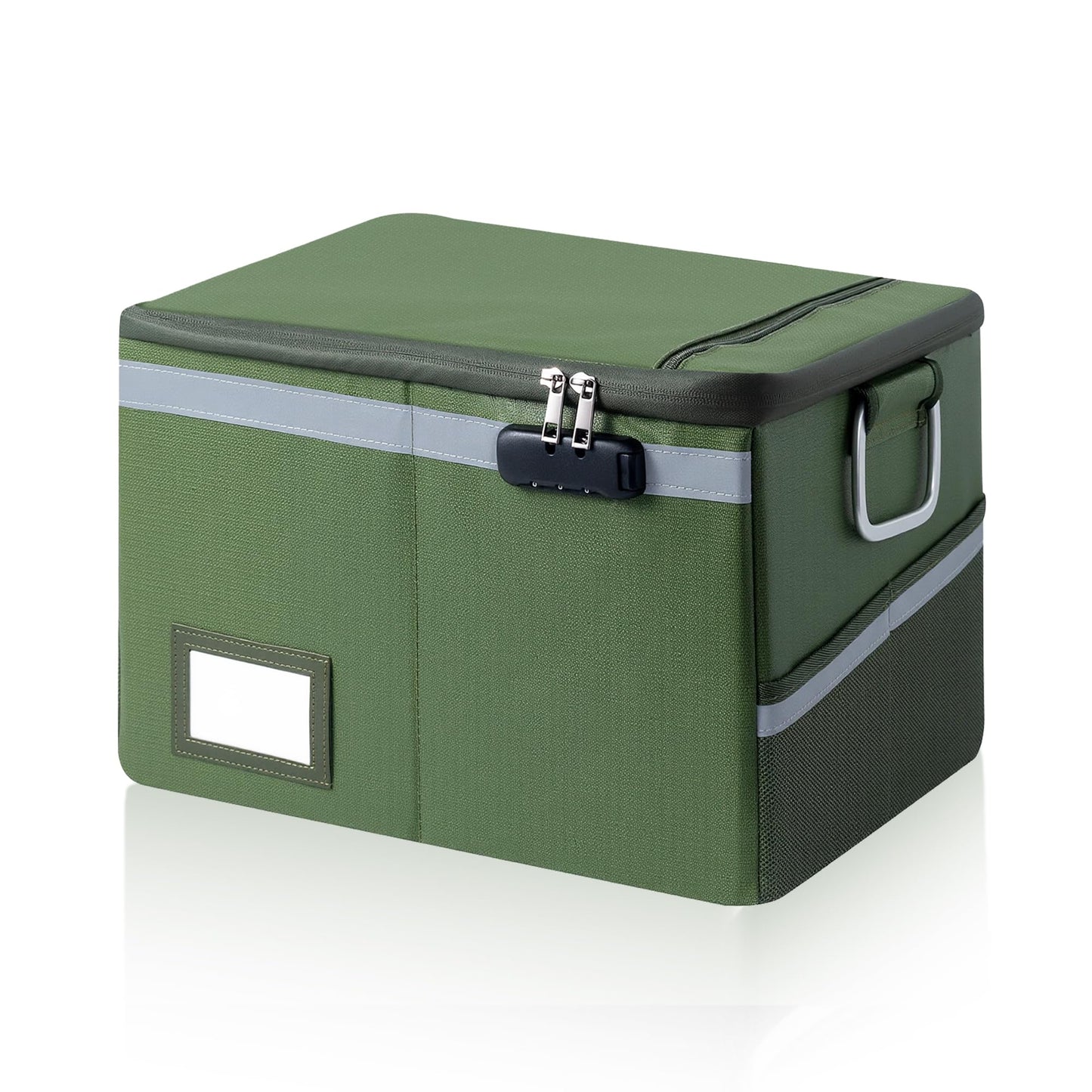 Ekunivers Fireproof Waterproof Document Box with Lock Collapsible Portable File Organizer Hard Shell Storage for Hanging Letter Legal Folders Home Office Safe Black 15.7x11.2x10.2in