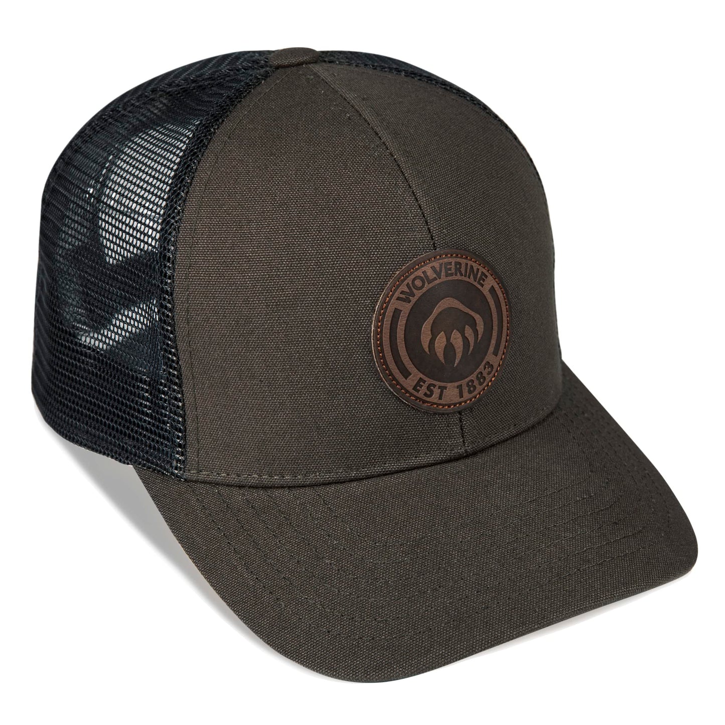 Wolverine Trucker Hat | Mesh Back | Snapback | Adjustable | Rugged | Durable | Workwear, 1883 - Black Olive, One Size