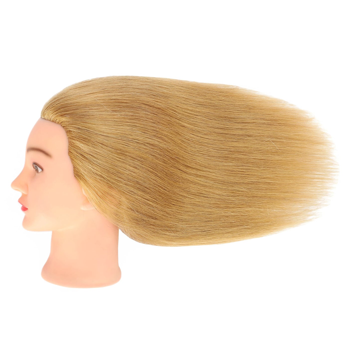 FUTAI Blonde 100% Human Hair Mannequin Head with Table Clamp Stand for Hairdresser Practice Braiding Styling Manikin Cosmetology Doll Training Head Coloring Bleaching Dyeing Curling Cutting Updos