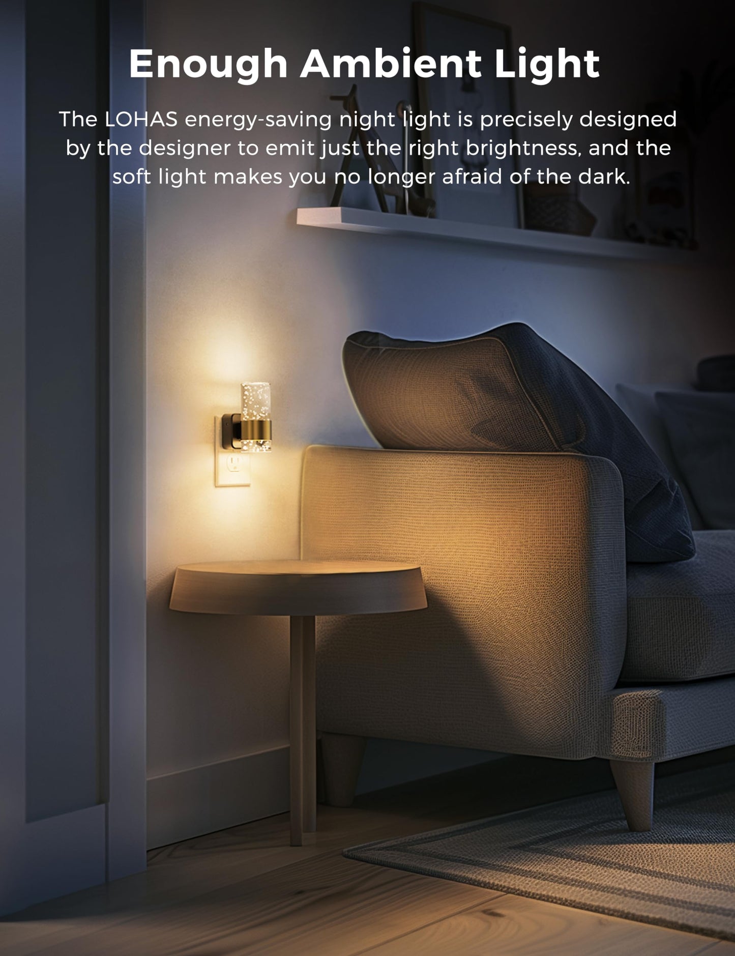 LOHAS Night Lights Plug into Wall, Soft Light LED Night Light with Adjustable Brightness, Plug in NightLight with Auto Light Sensor, Wall Sconce-Style Design Night Light for Bathroom,Hallway, 2 Pack