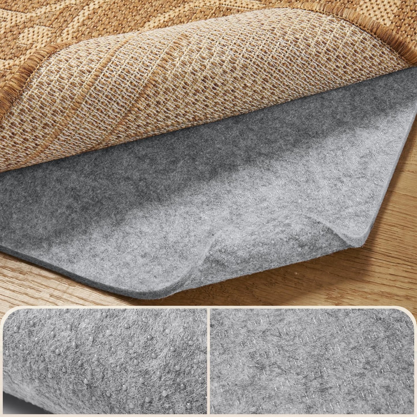 Double Sided Rug Pad 5x7ft Underpad Non Slip Reversible Rug Gripper -1/4" Anti Slip Rug Underlay-Carpet Underpad for Area Rug Cushion Extra Thick Felt,Keep Your Rugs Stay in Place