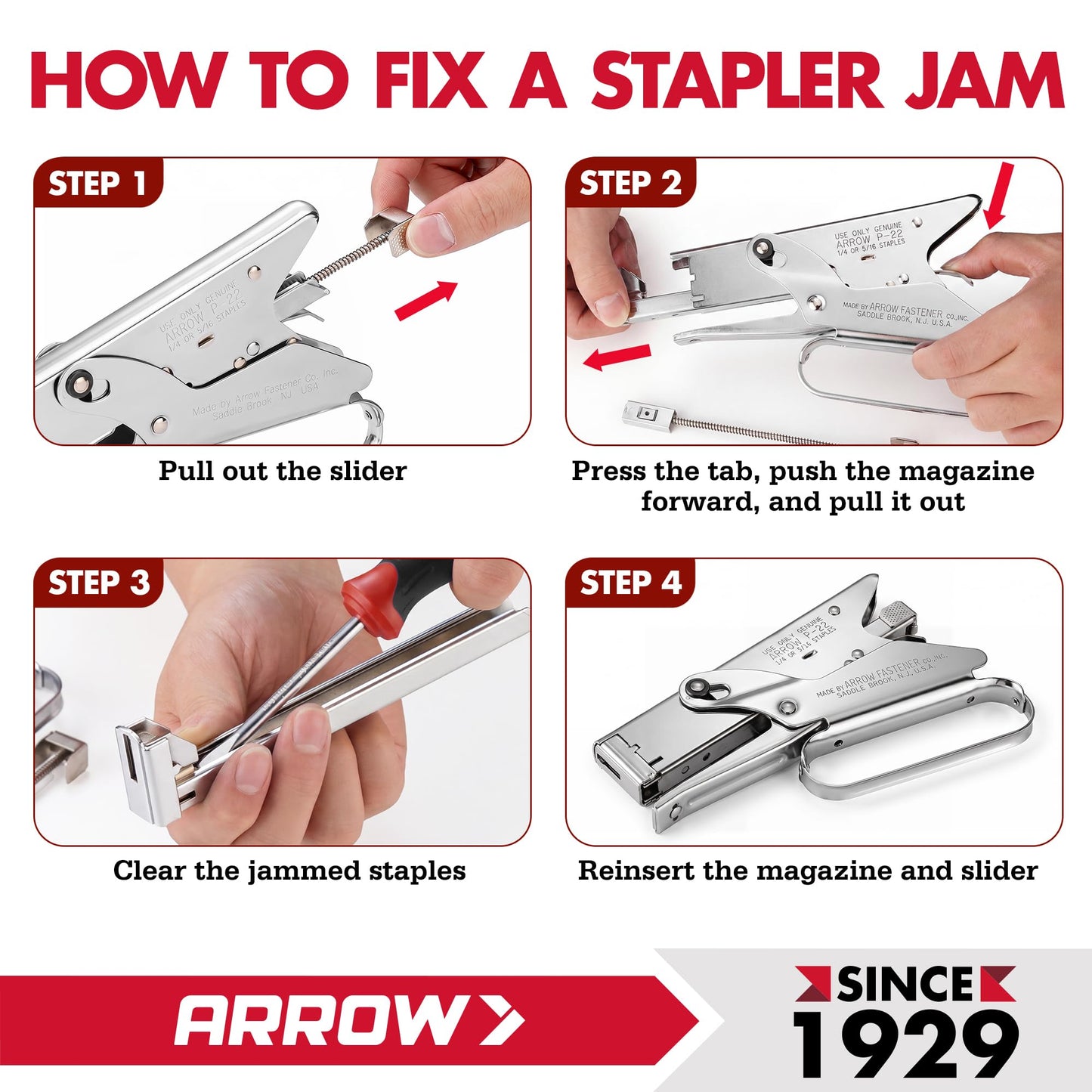 Arrow Fastener P22 Heavy Duty Plier Type Stapler, Medium