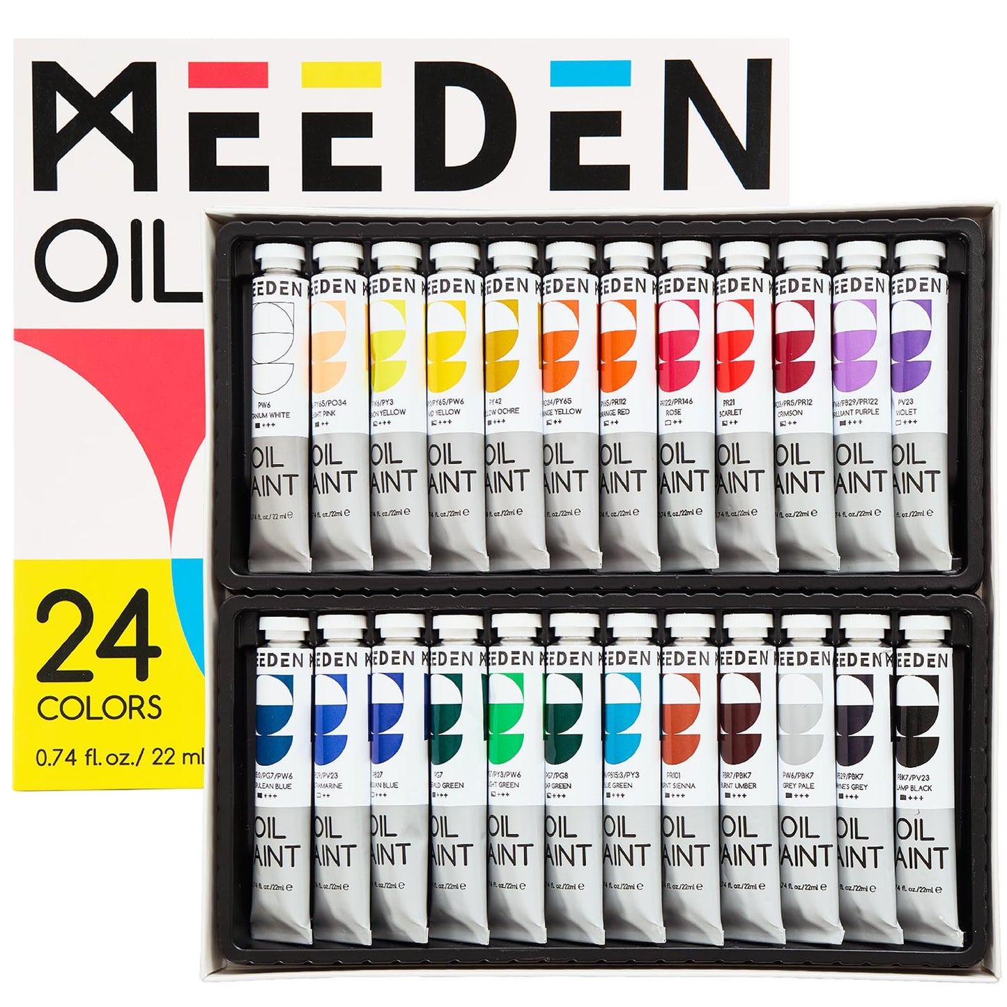 MEEDEN Oil Paint Set - Non-Toxic 24 x 22ml/0.74oz Oil Paints for Canvas Painting