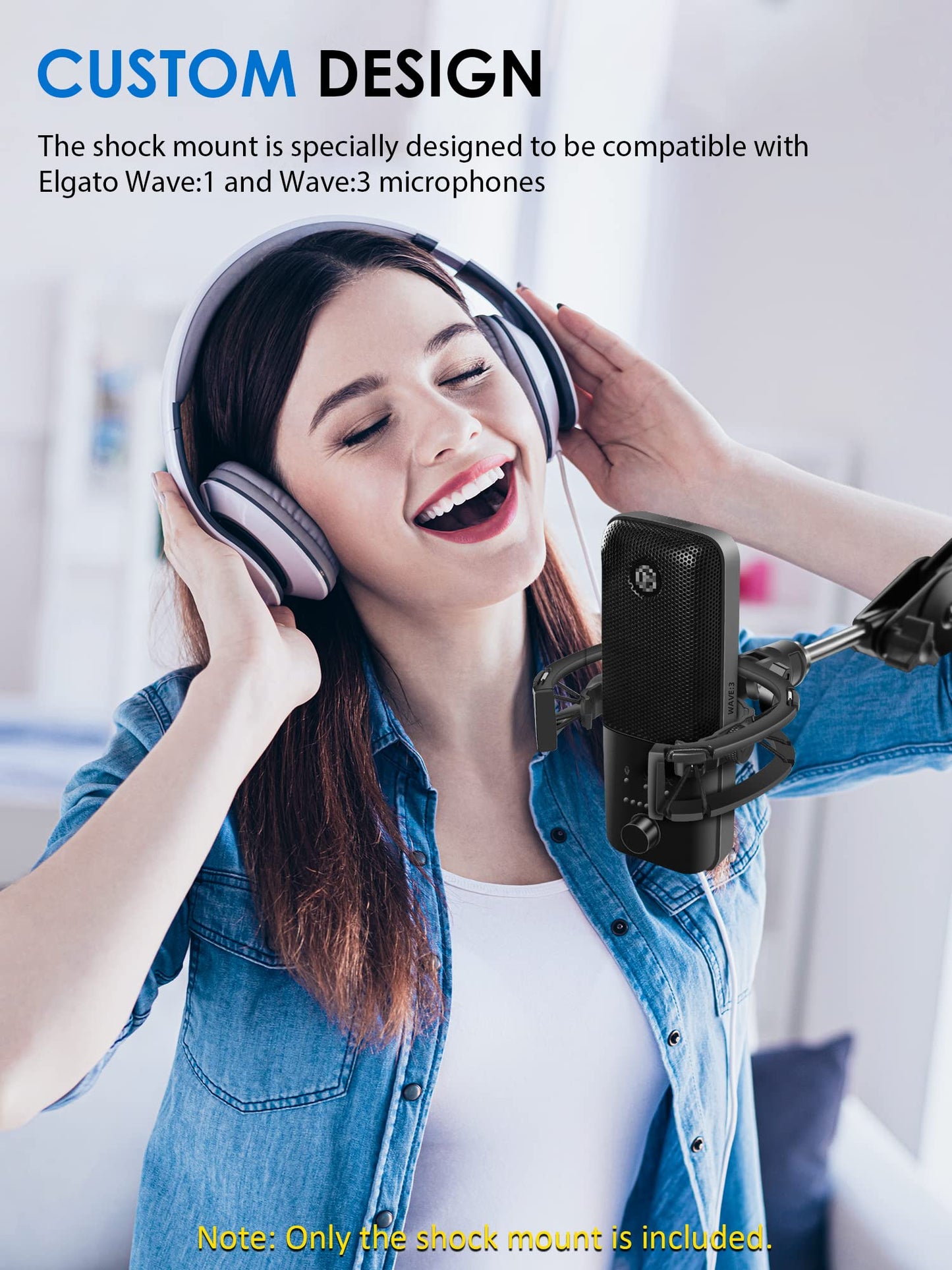 Wave Shock Mount, [Custom Built for Wave Mic] Anti-Vibration Suspension Shock Mount Holder Clip Compatible with Elgato Wave:1 and Wave:3 Microphones