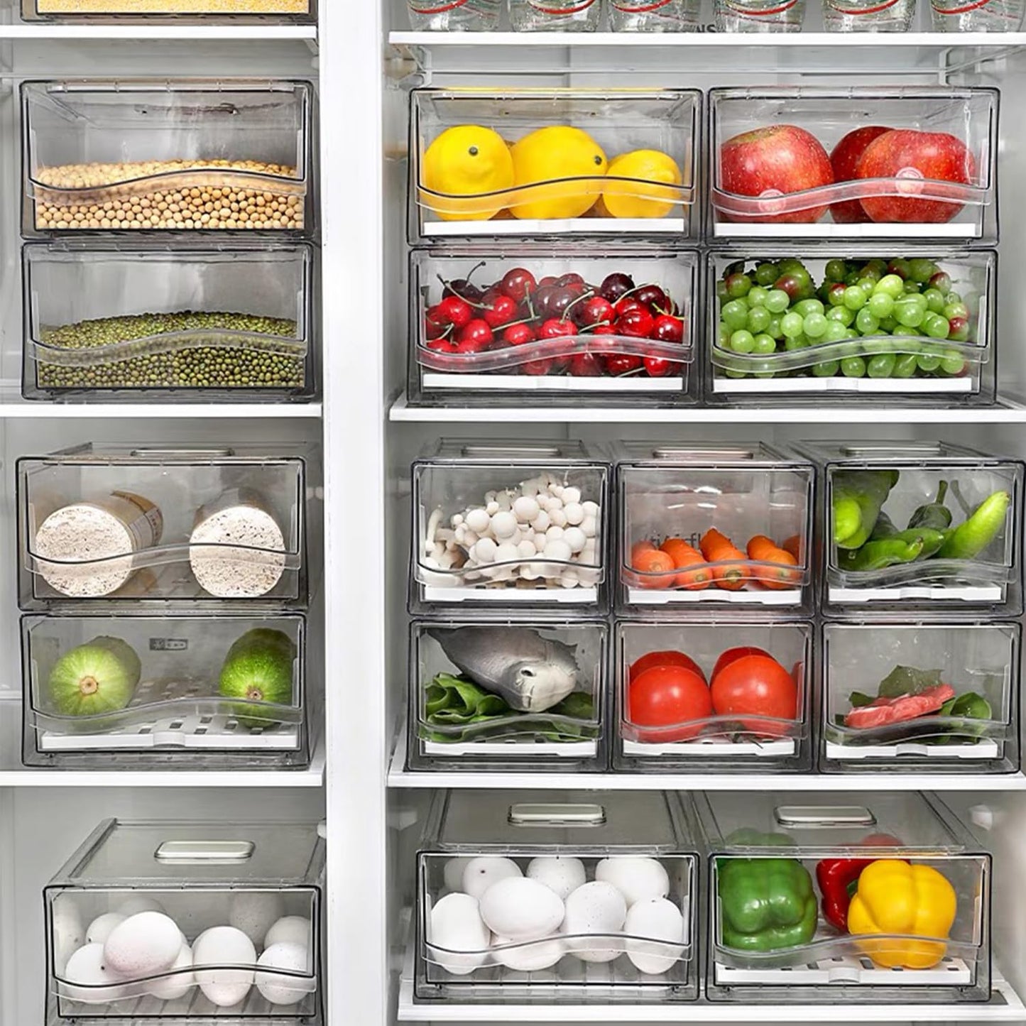 Diskary Fridge Organizers, Stackable Kitchen Organizers and Storage, Fridge Organizers and Storage, Reusable Food Containersin Home Kitchen, Barbecue Shop, Restaurant, BPA-Free