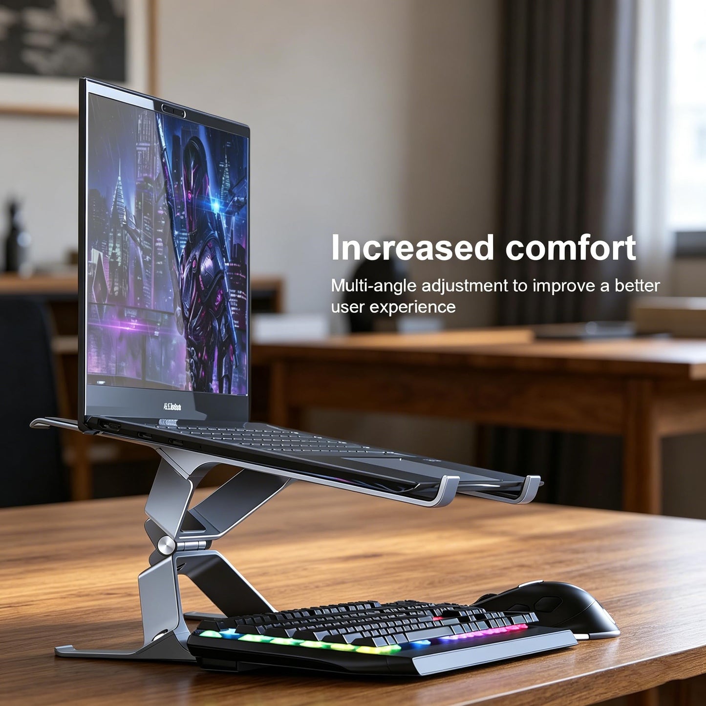 Adjustable Laptop Stand for Desk, Portable Laptop Riser, Ergonomic Computer Notebook Holder for MacBook Pro Air, Dell XPS, HP, Lenovo (13.3-17.3'') (Gray)