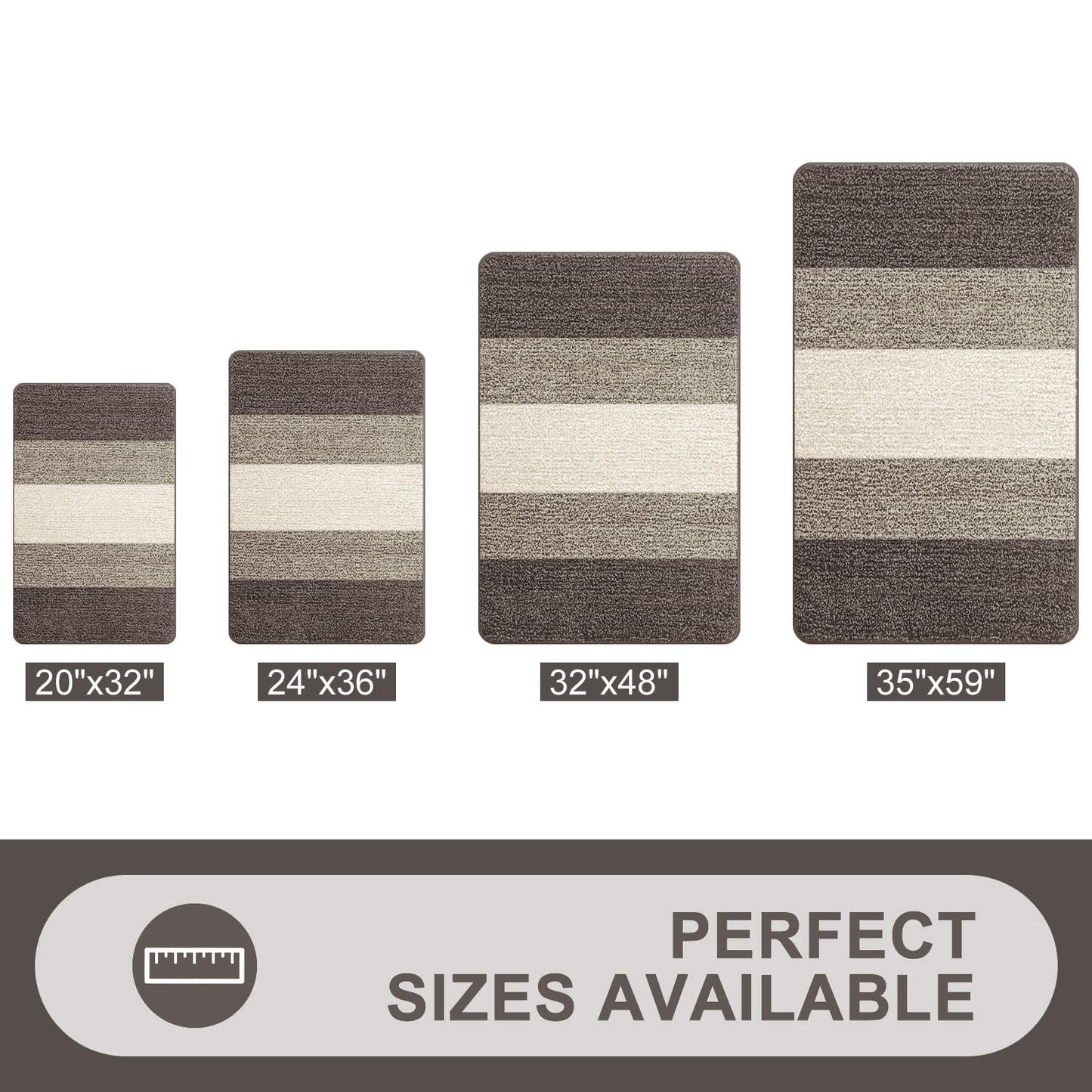 Grandaily Indoor Doormat, 35" x 59" Non-Slip Mud Trapper Absorbent Front Door Mats, Washable Striped Inside Entryway Mat, Low-Profile Welcome Mat Entrance Mat, Light Brown