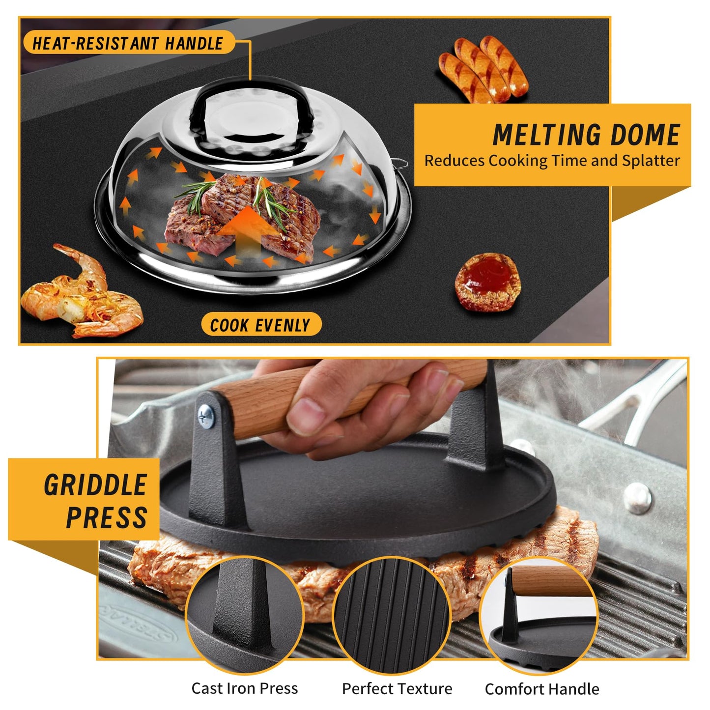Onlyflame 29PCS Professional BBQ Griddle Tool Kit for Flat Top Grill Blackstone and Camp Chef - Stainless Steel Griddle Spatulas Accessories Kit with Basting Cover, Carry Bag and More Tools
