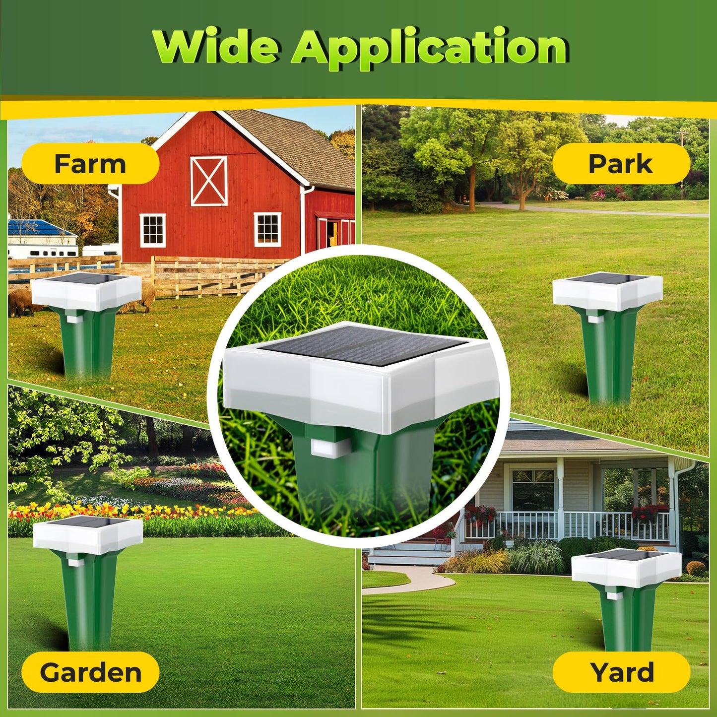 Animal Deterrent Devices, 2 Pack Solar Powered Mole Repellent Raccoon Cat Repeller, Outdoor Waterproof Squirrel Repellent Bird Repellent Devices Outdoor Deer Deterrent Devices 400 Hz