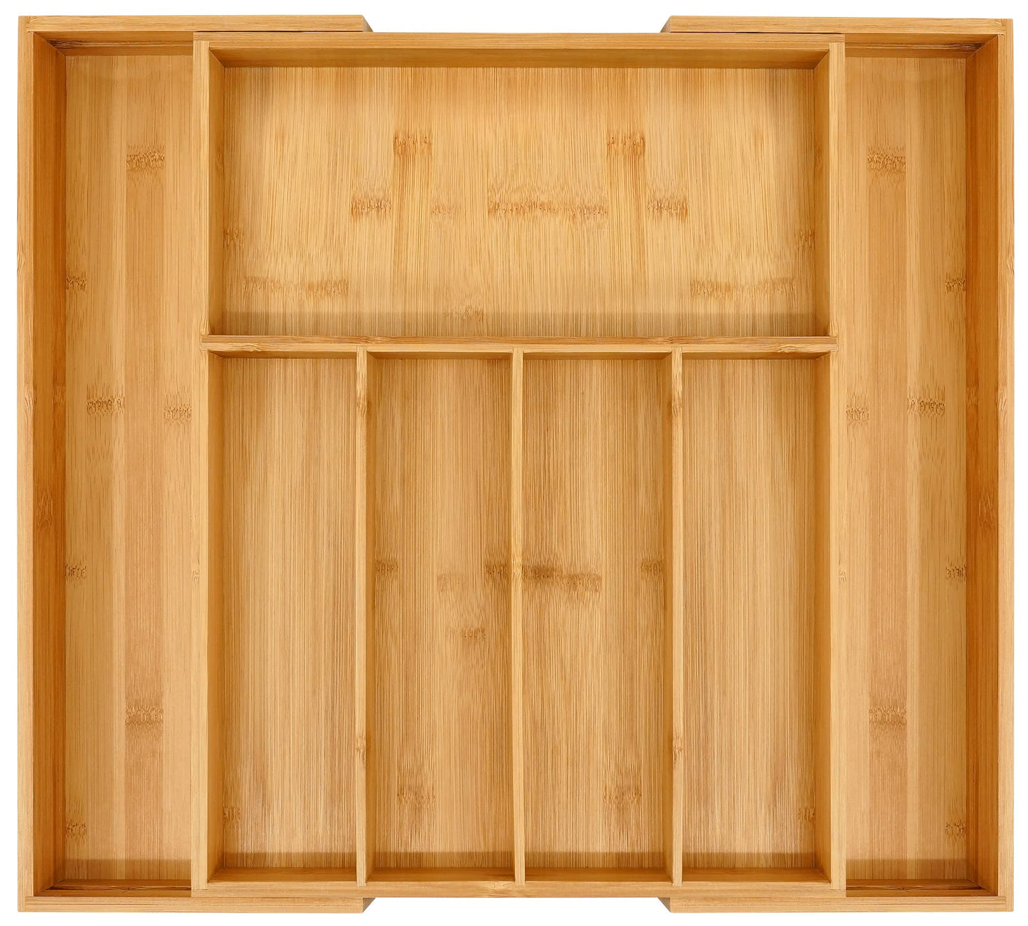 VaeFae Bamboo Drawer Organizer, Expandable Cutlery Drawer Organizer, Wooden Drawer Dividers Organizer for Kitchen Utensils and Flatware
