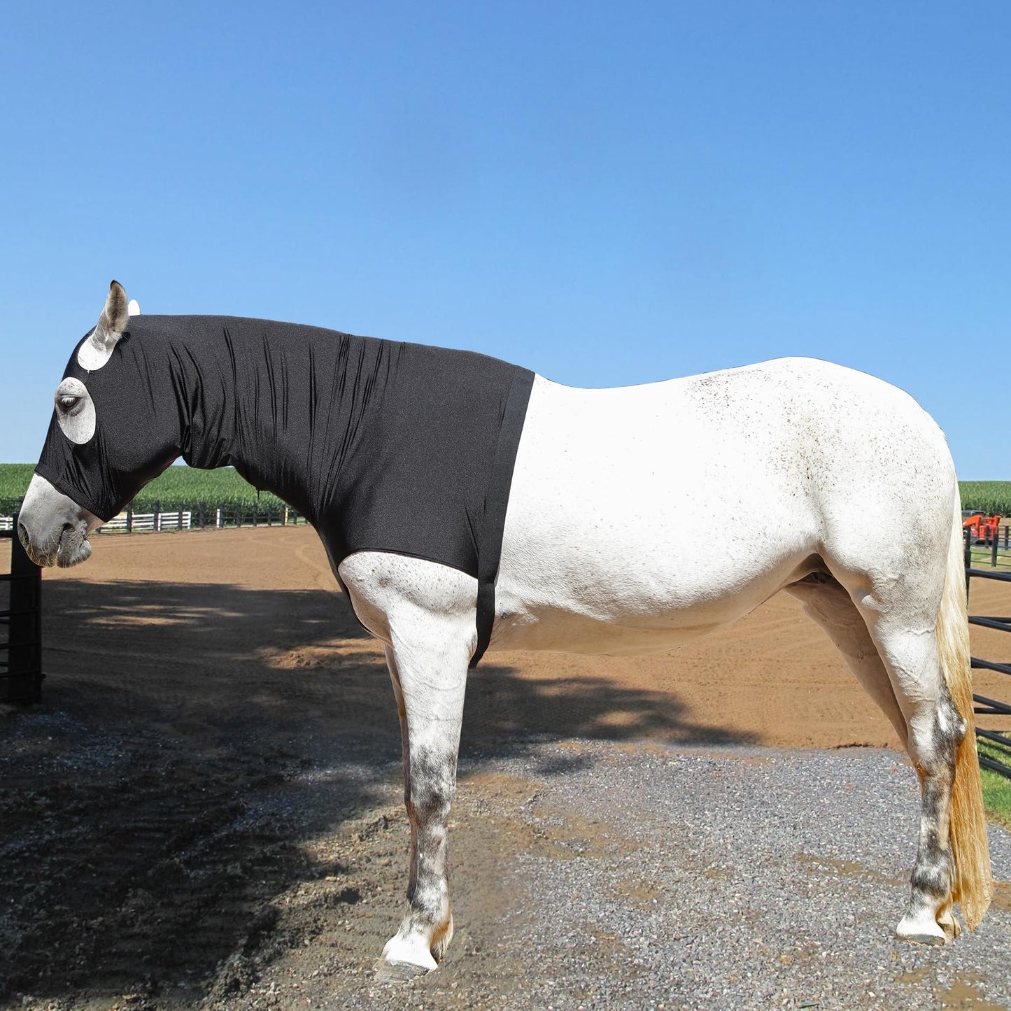 Gallopoff Horse Slinky Hood with Zipper, Stretch Spandex Sleazy Hood for Mane Protection, Breathable Horse Neck Cover for Show Prep, Braids Saver, Sleek Grooming Under Blanket Use Black X-Large