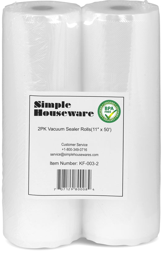 2 Pack - SimpleHouseware 11" x 50 Feet Vacuum Sealer Bags (Total 100 feet)