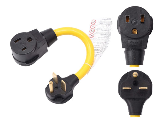 ONETAK NEMA 6-30P to 6-50R ETL Listed 240V 30 Amp 3 Prong Male Plug to 3 Prong Female Receptacle Dryer Welder Power Cord Adapter