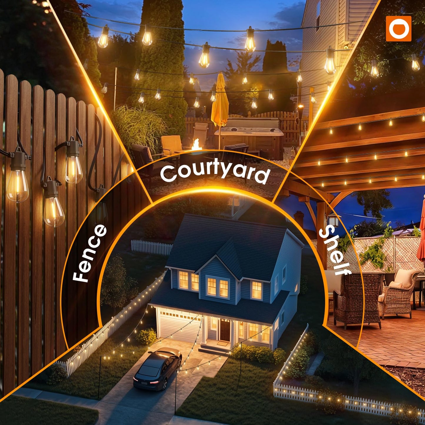 addlon 54FT(48+6) Solar String Lights Outdoor Waterproof with Remote&USB Port Solar Patio Lights Long Last for 20+Hrs, 3 Light Modes, Dimmable Solar Lights for Outside Backyard Party