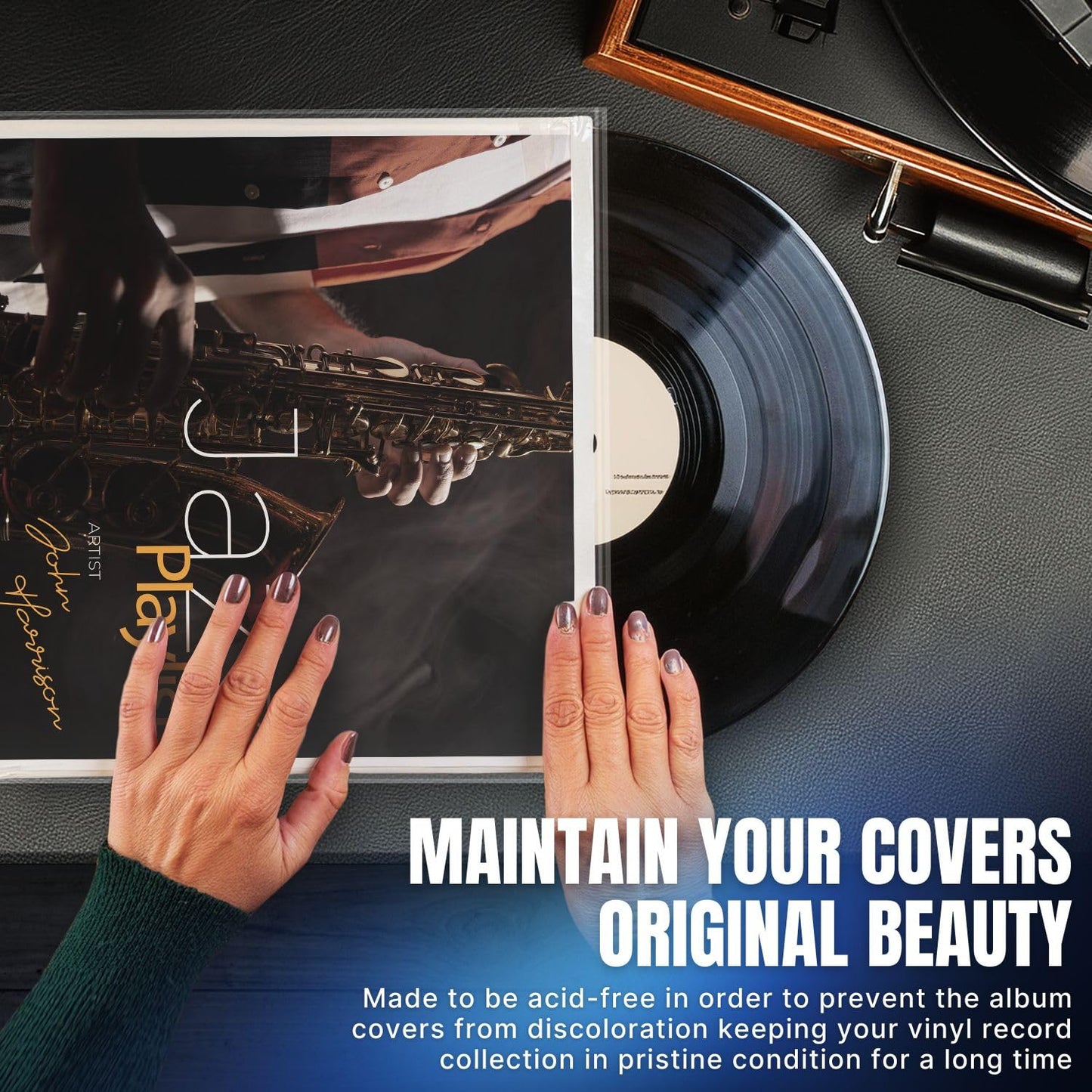 TNP 100 Vinyl Outer Sleeves Cover - Thick 3 Mil Vinyl Record Album Protective Sleeves 12.75" x 12.75" - Crystal Clear Plastic Record Sleeve for Single & Double LP Album Covers Storage Collection