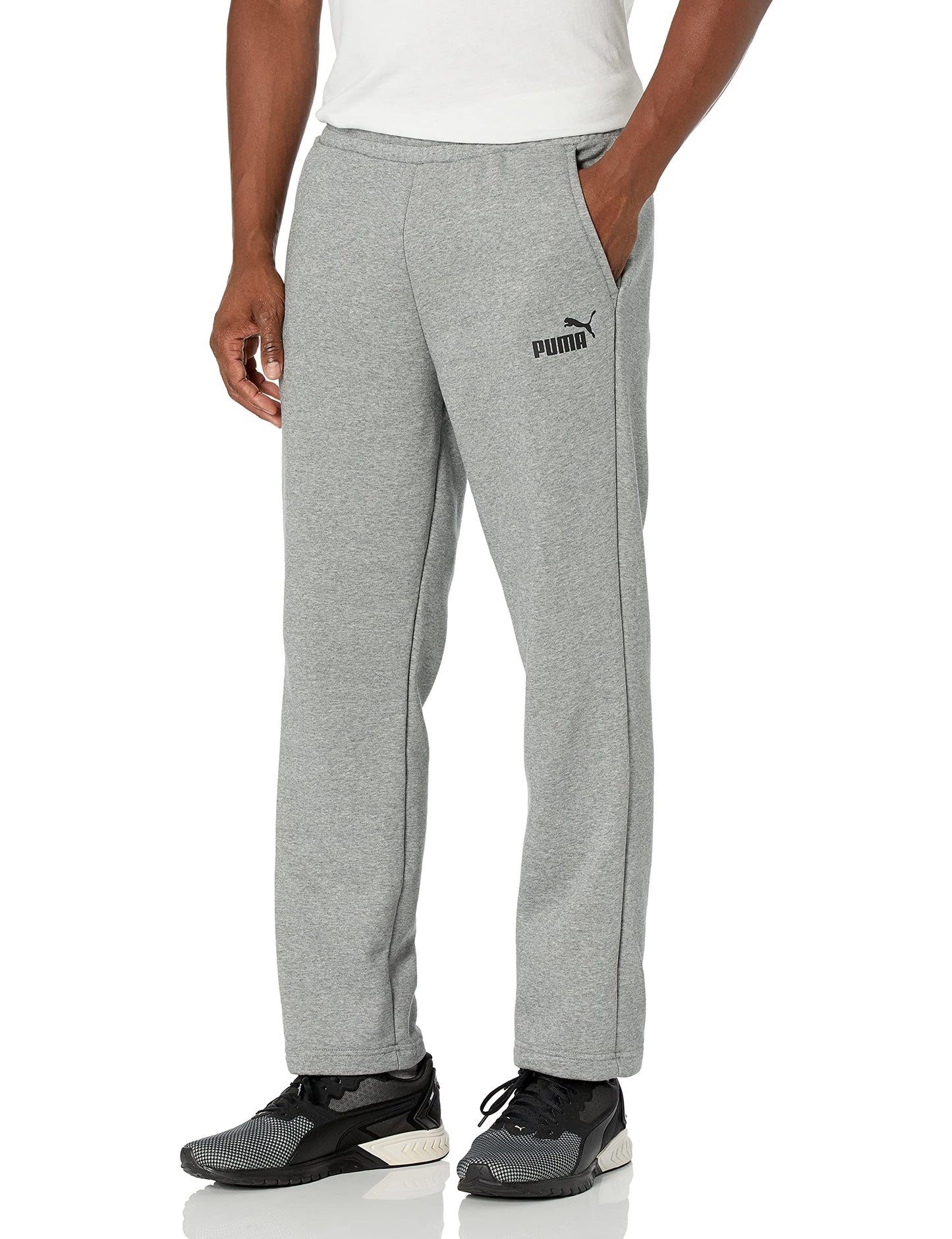 PUMA Men's Essentials Fleece Sweatpants (Available in Big & Tall), Medium Gray Heather Open Leg Ah21, Large