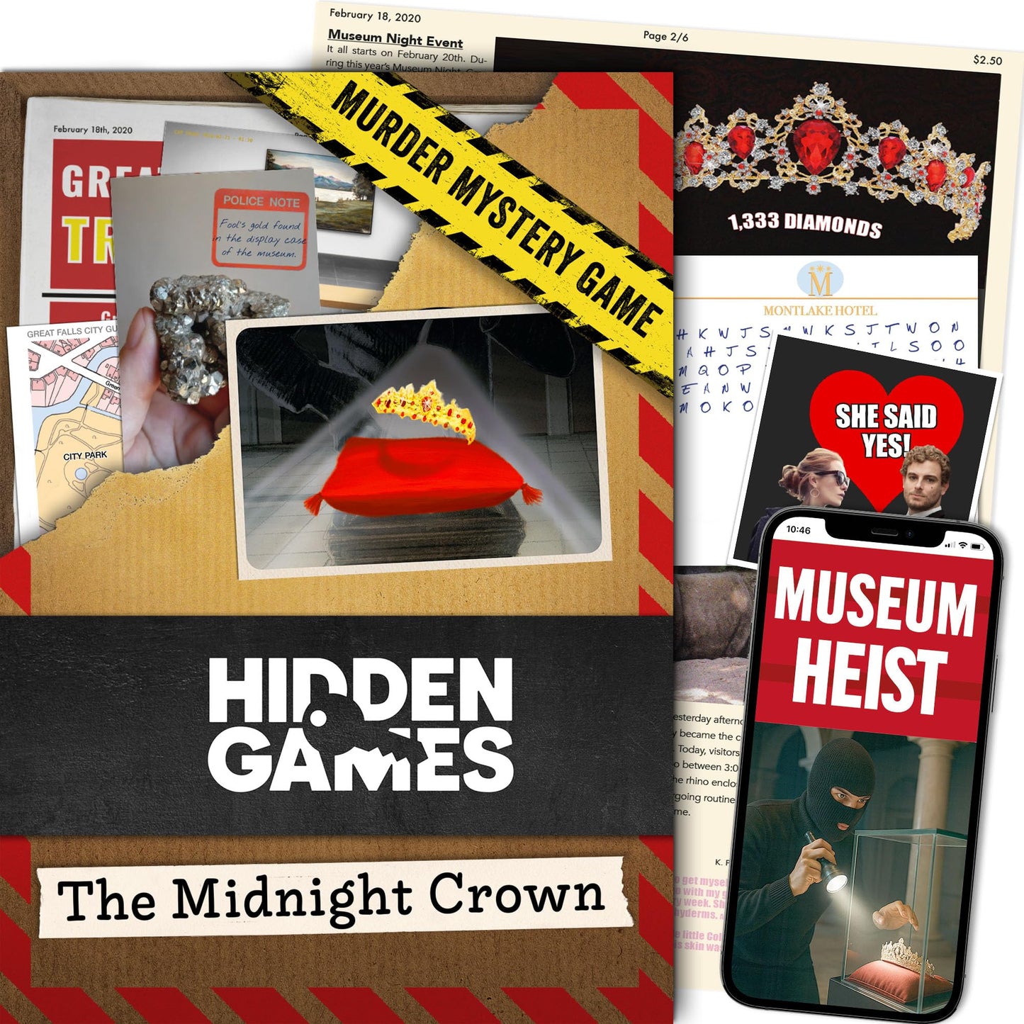 Hidden Games: The Midnight Crown – Unsolved Murder Mystery Game | Cold Case File Investigation – Play Detective with Clues & Evidence – Solve The Crime for Game Nights, Parties & Date Nights