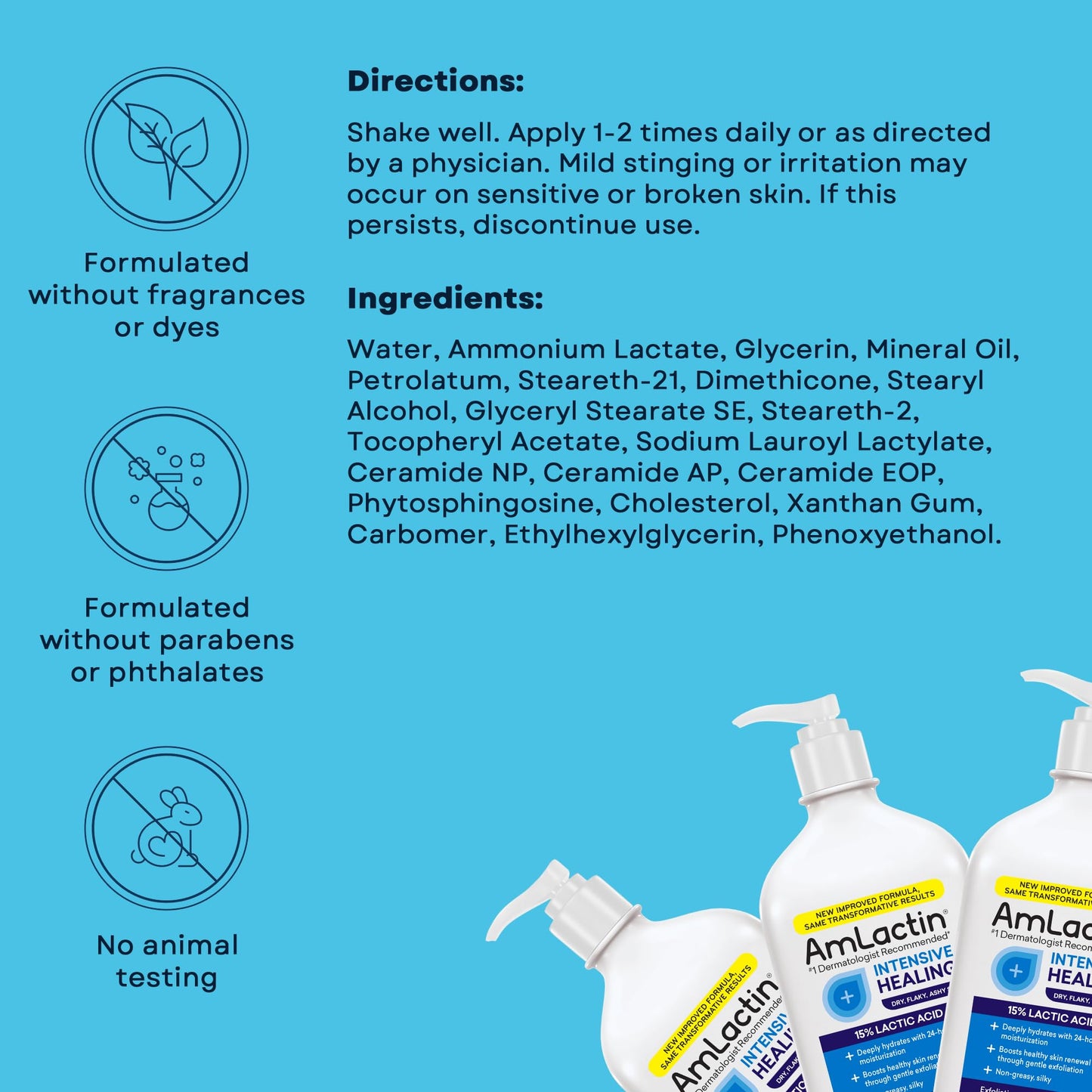 AmLactin Rapid Relief Restoring Lotion + Ceramides | 24-Hour Dryness Relief | Powerful Alpha-Hydroxy Therapy Gently Exfoliates | Lactic Acid (AHA) | Restores Rough Flaky Dry Skin | 14.1 oz. with Pump