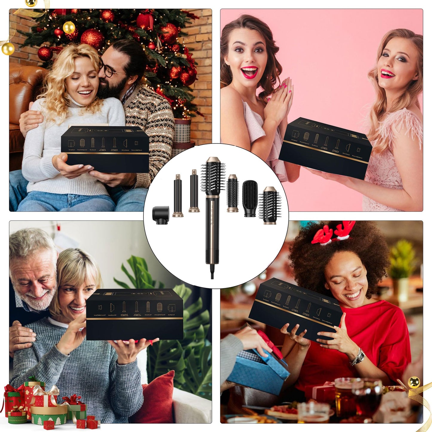 6 in 1 Hair Dryer Brush, 1400W High Speed Auto-Air Hair Wrap Blow Dryer Brush, Hot Air Styler No Heat Damage, Ionic Hot Air Brush, Detachable Hair Dryer, Straightener Brush, Curler, Volumizer 100-120V