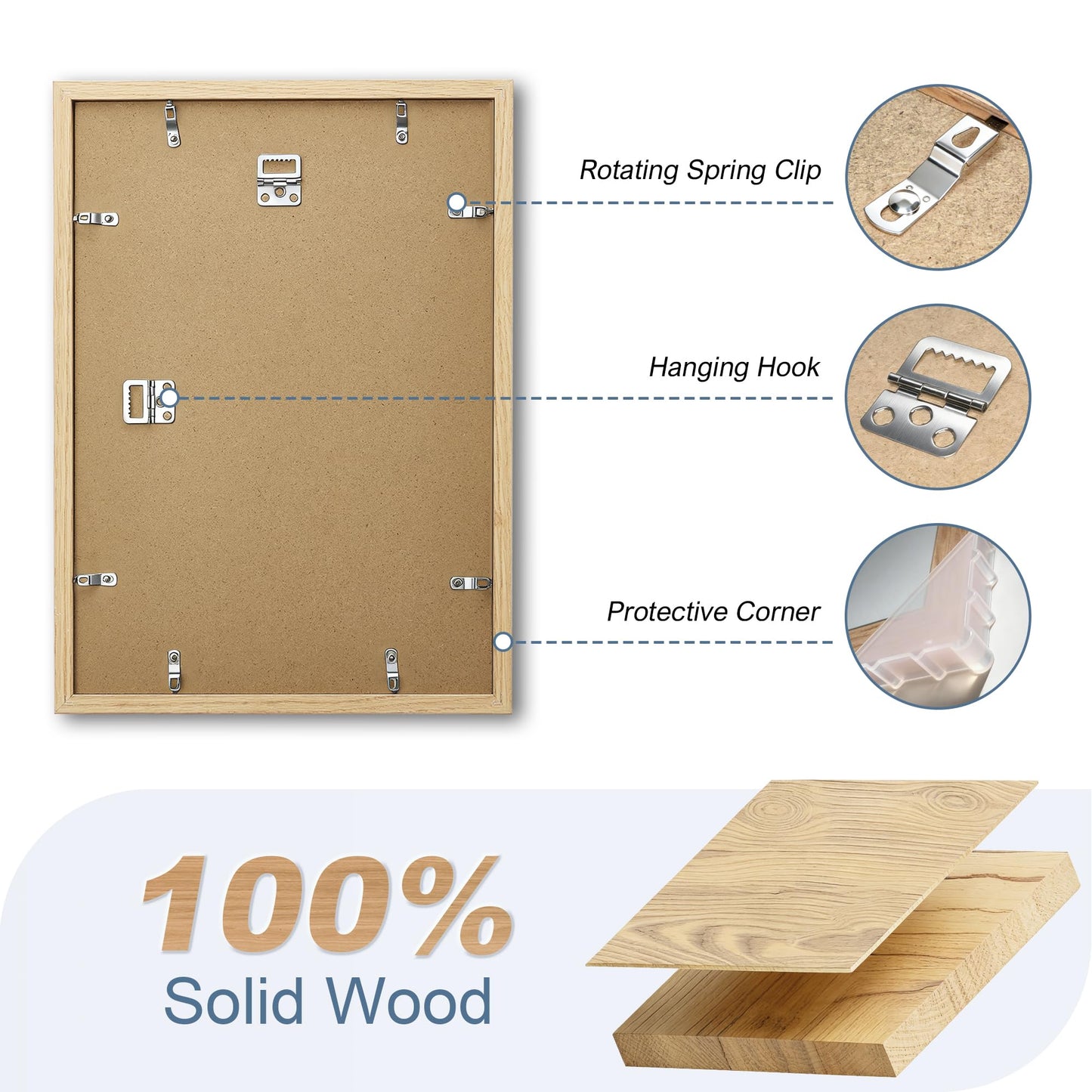TONES FRAME DESIGN 11x14 Solid Oak Wood Picture Frame with Mat for 8x10 Natural Photo Frames, Set of 3 Picture Frame for Wall Home Decor