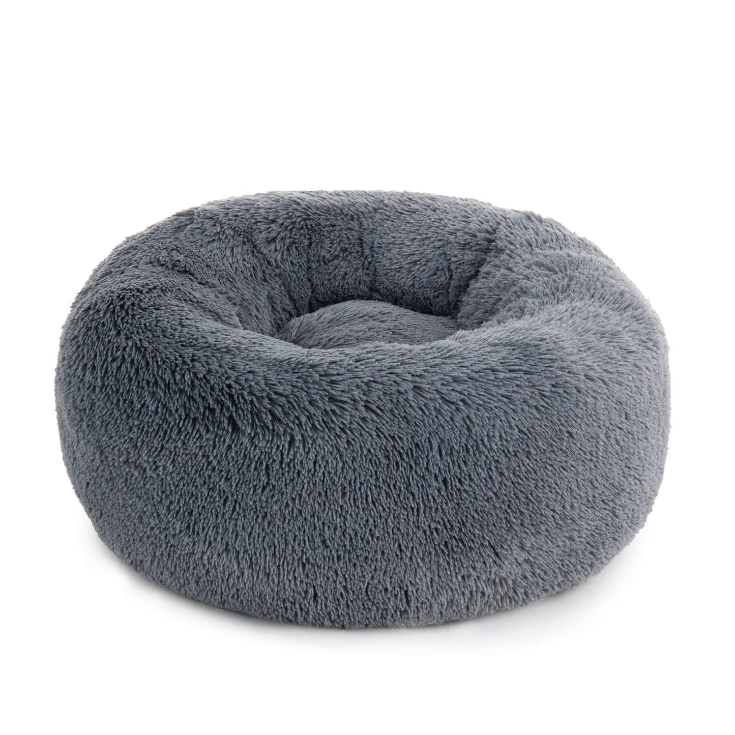 Bedsure Small Dog Bed Washable - Self Calming Dog Beds - 23 inches Fluffy Donut Cuddler for Small Deep Sleep Cat up to 25lbs - Indoor Round Dog Bed – Grey