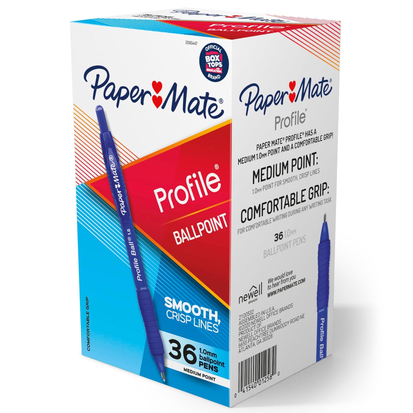 Paper Mate Ballpoint Pen Profile Retractable Pen Medium Point (1.0mm) Blue 36 Count