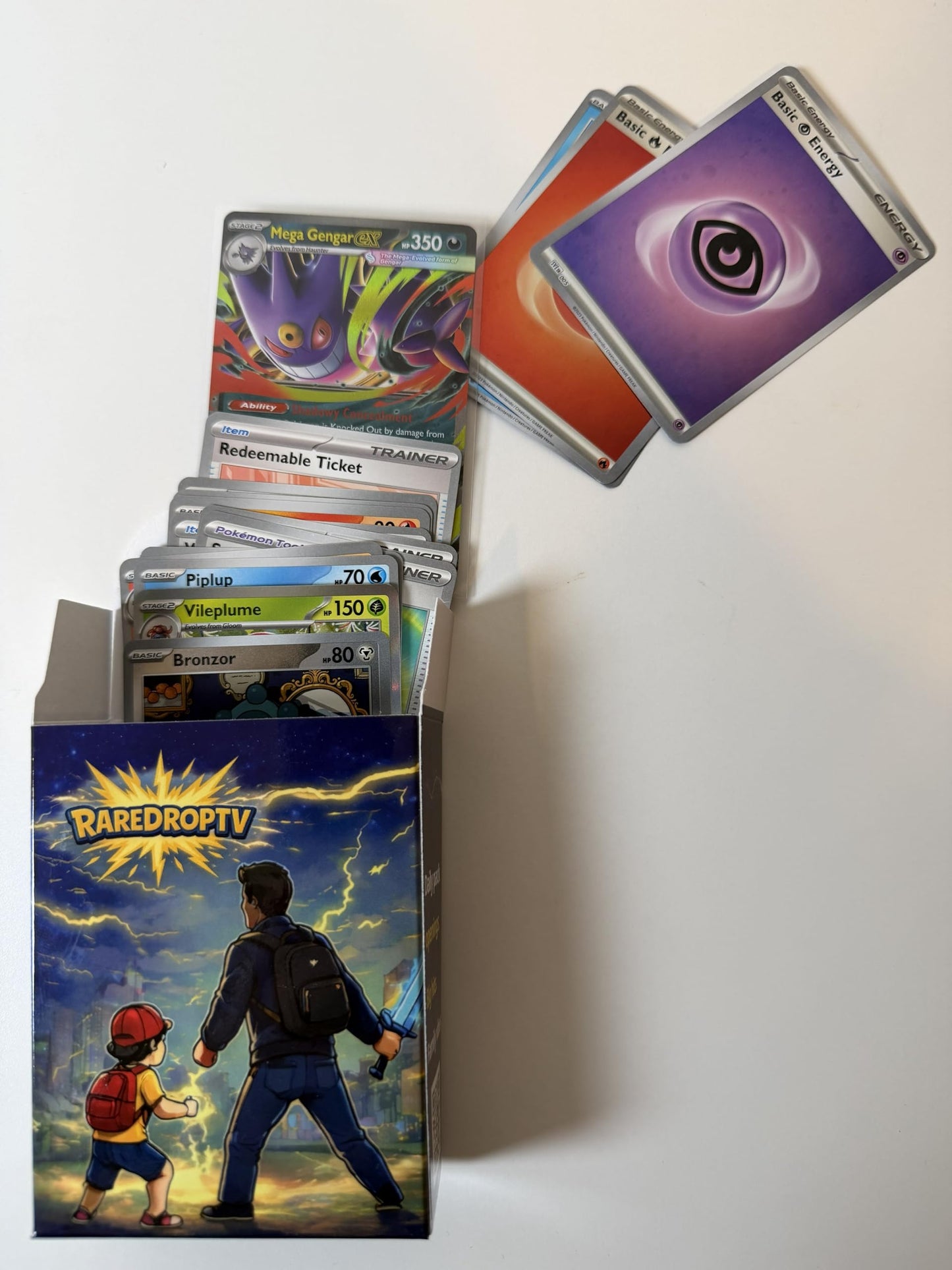 RareDropTV Pokémon Card Bundle – 60 Cards Lot | Includes Rare, Holo, Trainer & Energy Cards | Storage Box Included | Gift for Kids & Collectors