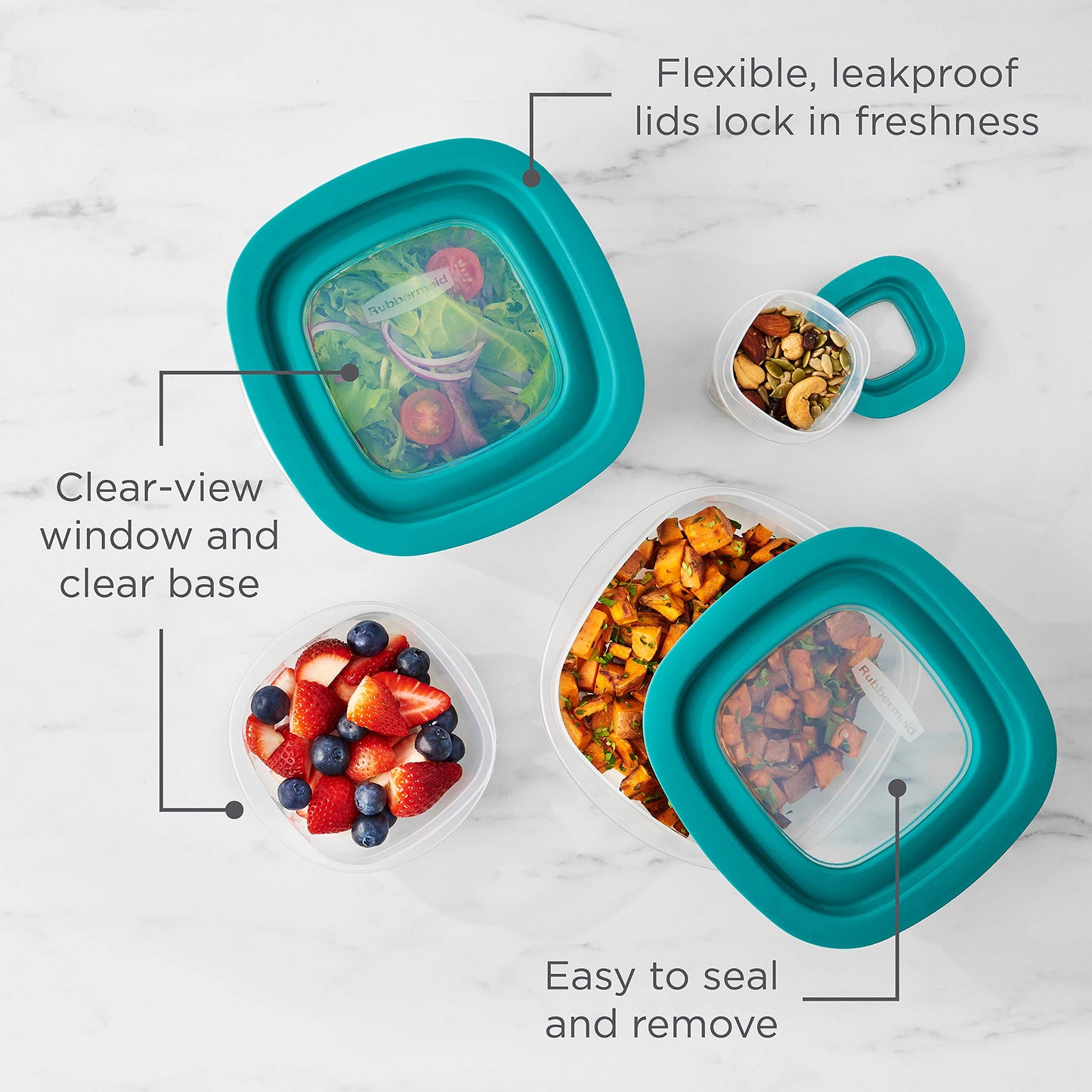 Rubbermaid EasyFindLids with Press & Lock Leak Proof Lids Food Storage Set, Meal Prep Containers, 12 Piece